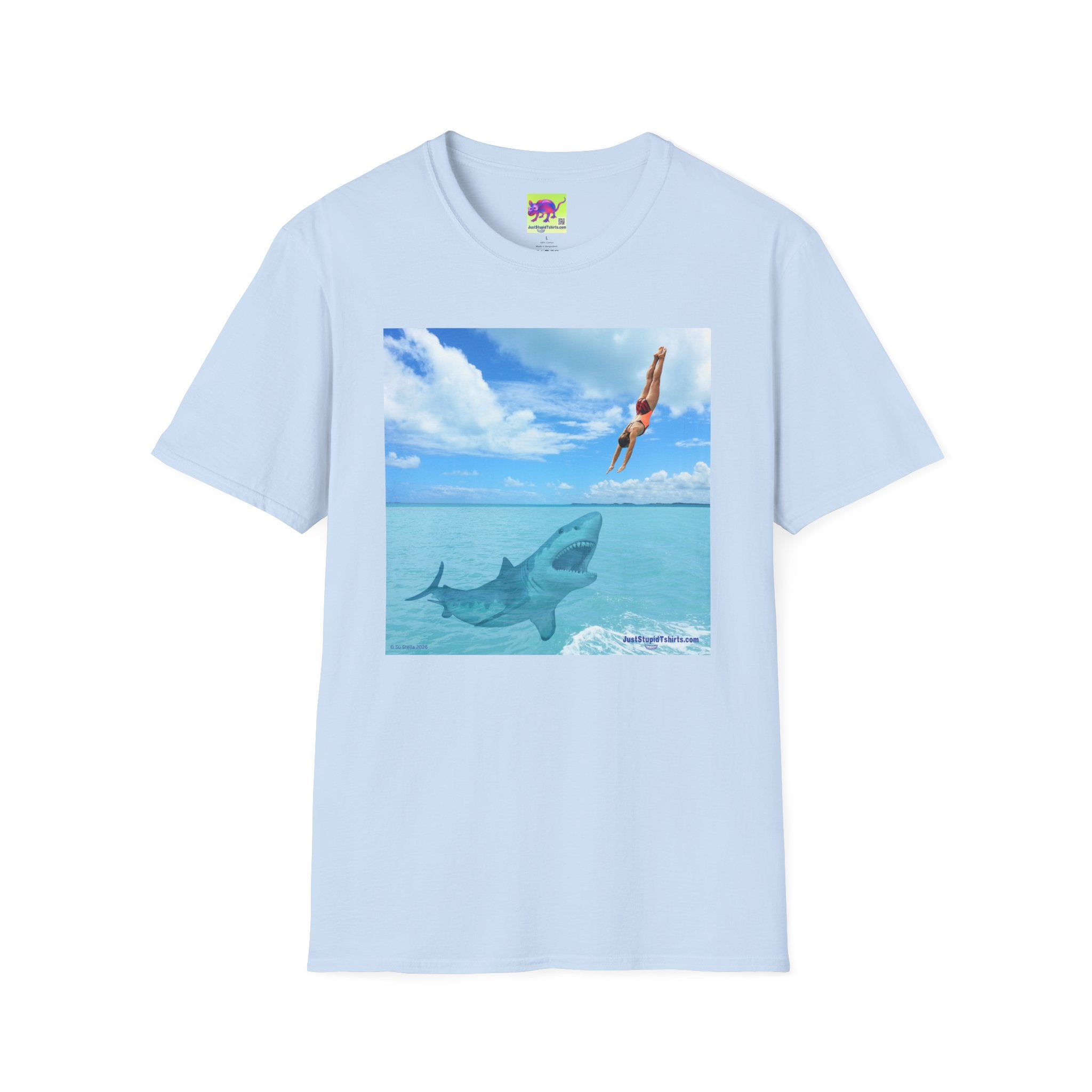 Take a Dive- Diver & Shark Graphic T-Shirt — Ocean Beach Surf Dive Tee