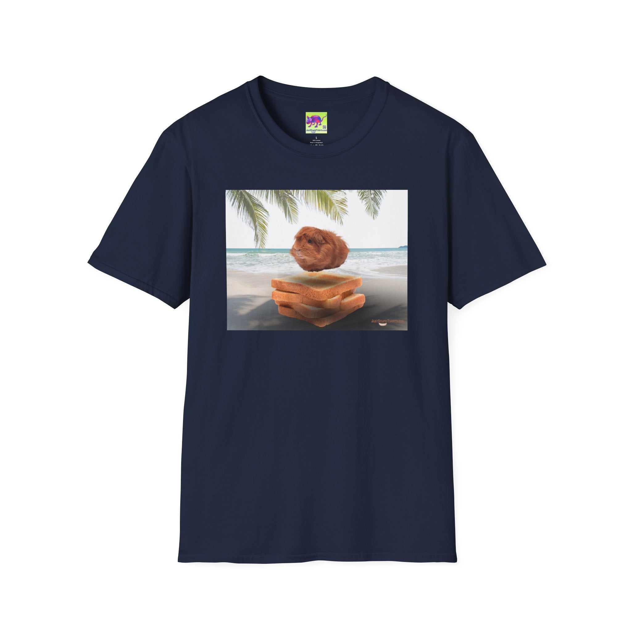 Fluffy on the Beach -Guinea Pig Tee — Cute Guinea Pig on Toast Tropical T-Shirt