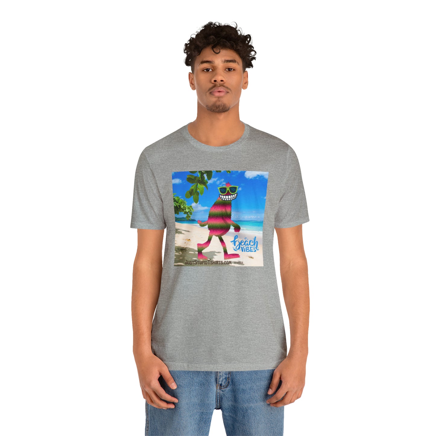 Beach Vibes Squatch Unisex Jersey Short Sleeve Tee- Big Foot Gifts, Yeti Tshirt,