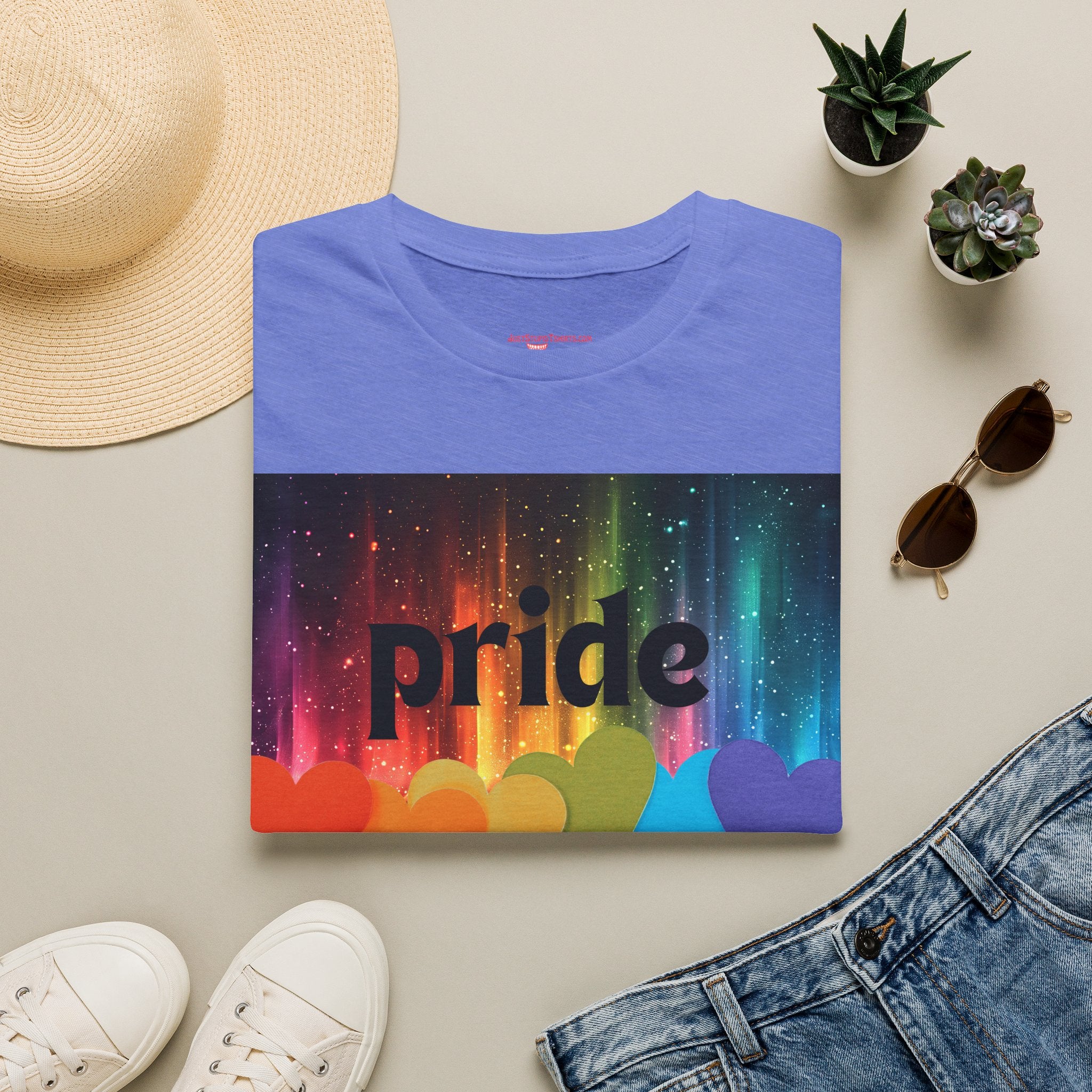 Pride Rainbow Hearts T‑Shirt — Colorful Pride Graphic Tee- LGBTQ shirt, pride month shirt