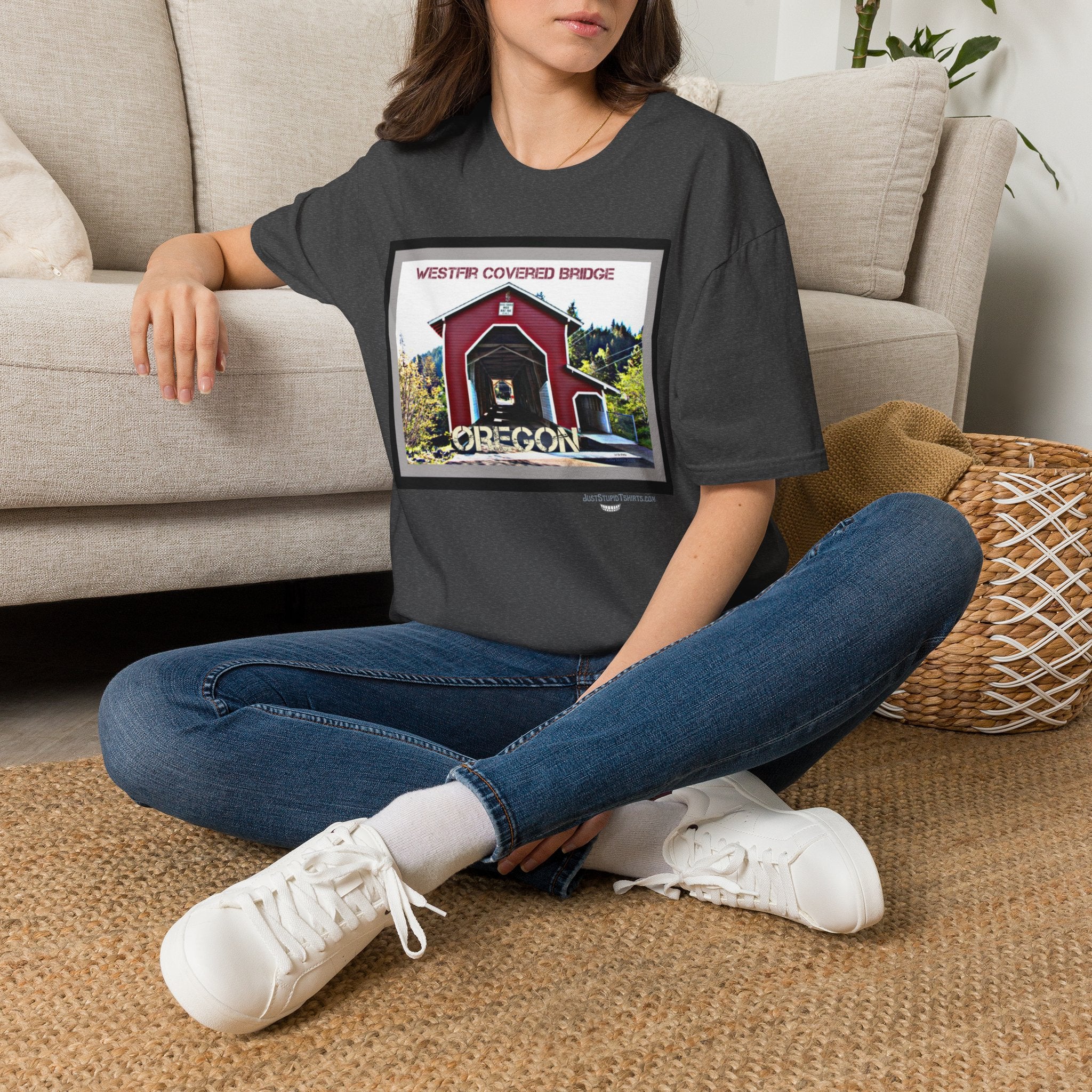 Westfir Covered Bridge Oregon T‑Shirt — Scenic Vintage Bridge Graphic Tee- Office Covered Bridge- Westfir, Oregon