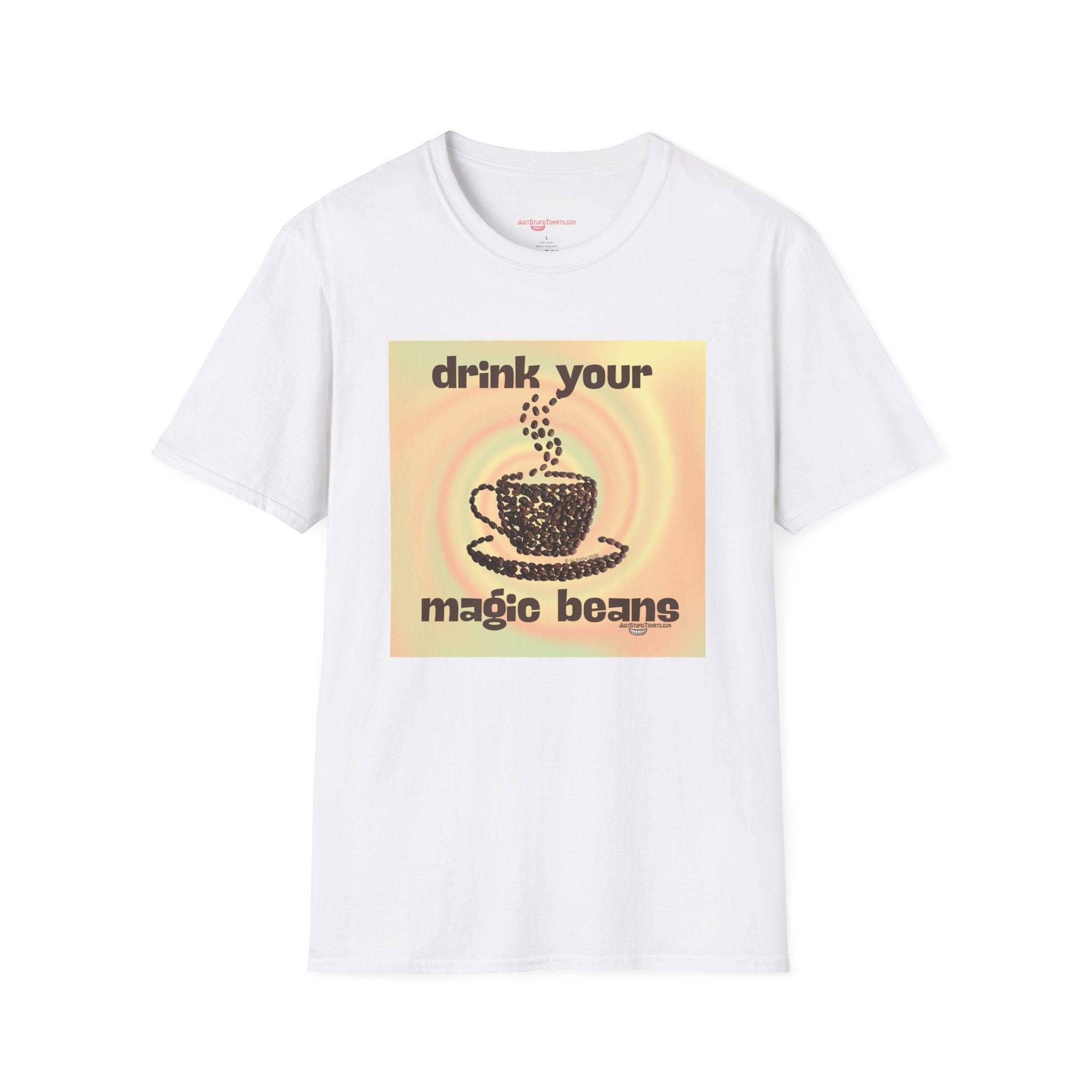 "Drink Your Magic Beans" Retro Coffee Cup T-Shirt —