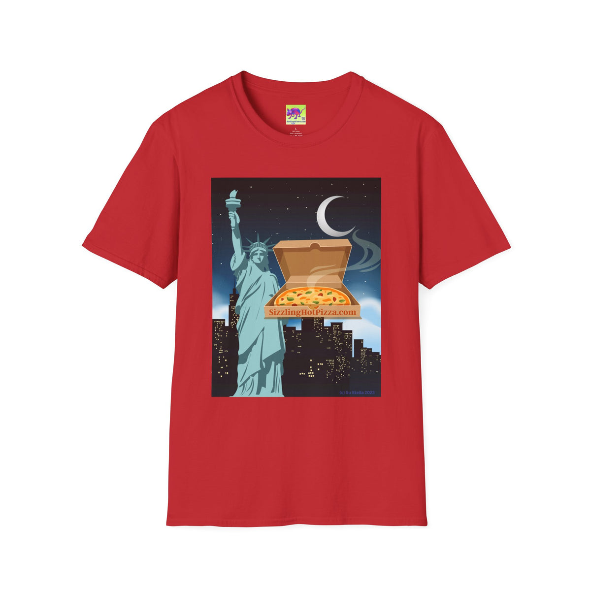 Pizza Night in NYC T-Shirt — Statue of Liberty City Slice Tee