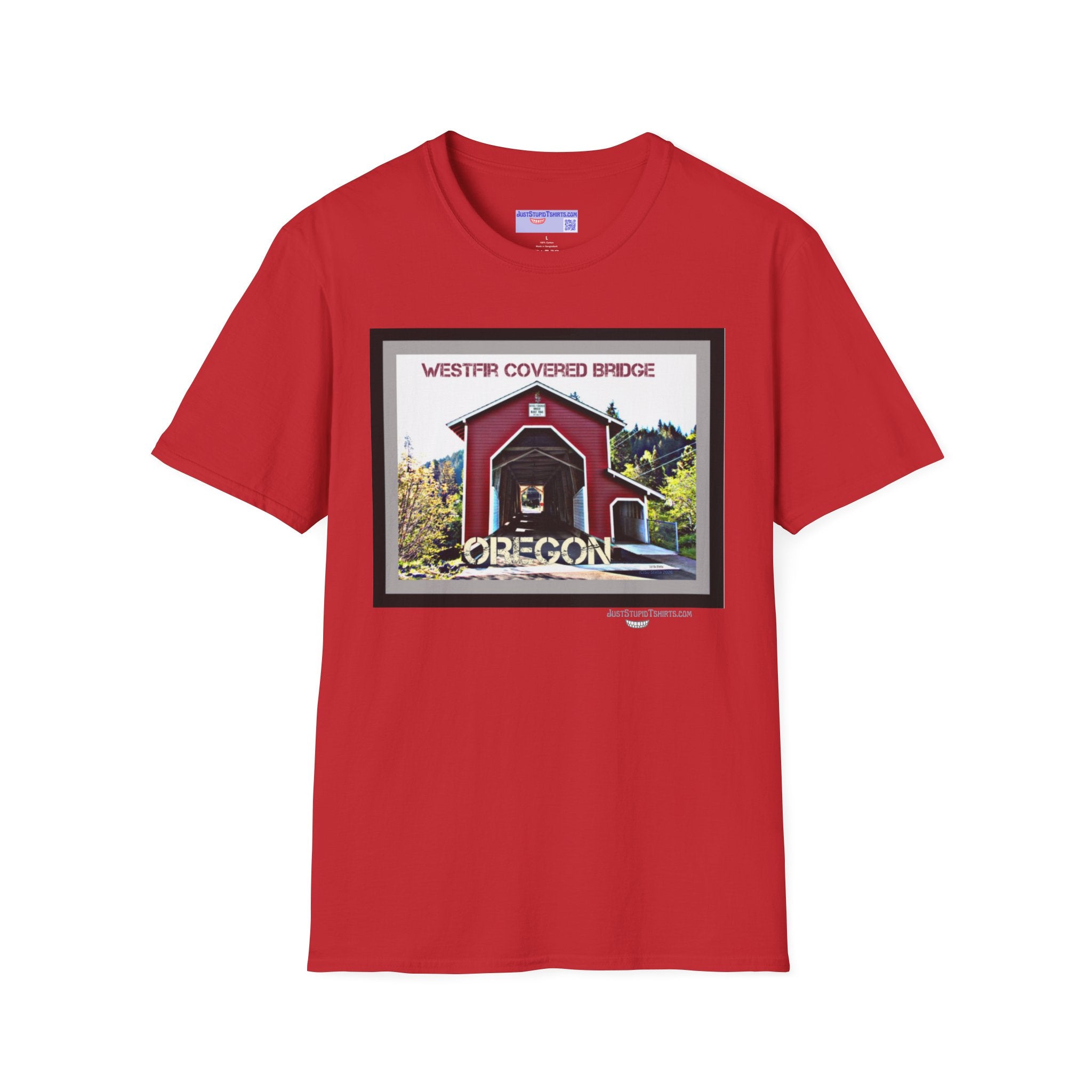 Westfir Covered Bridge Oregon T‑Shirt — Scenic Vintage Bridge Graphic Tee- Office Covered Bridge- Westfir, Oregon