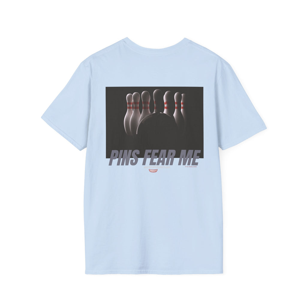 Pins Fear Me T-Shirt — 2 sided Bowling Horror Graphic Tee- League Shirt- Bowlers Gift