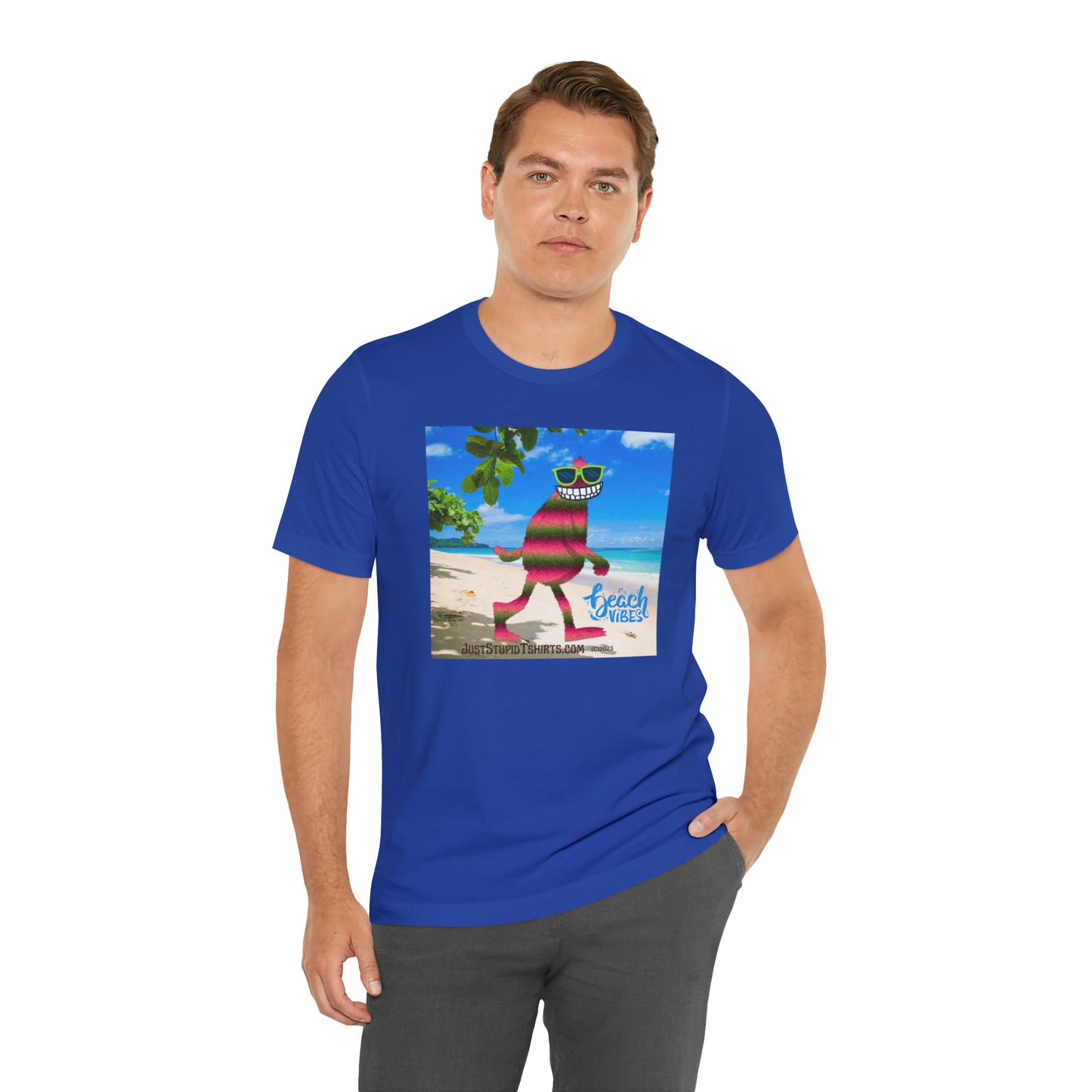 Beach Vibes Squatch Unisex Jersey Short Sleeve Tee- Big Foot Gifts, Yeti Tshirt,