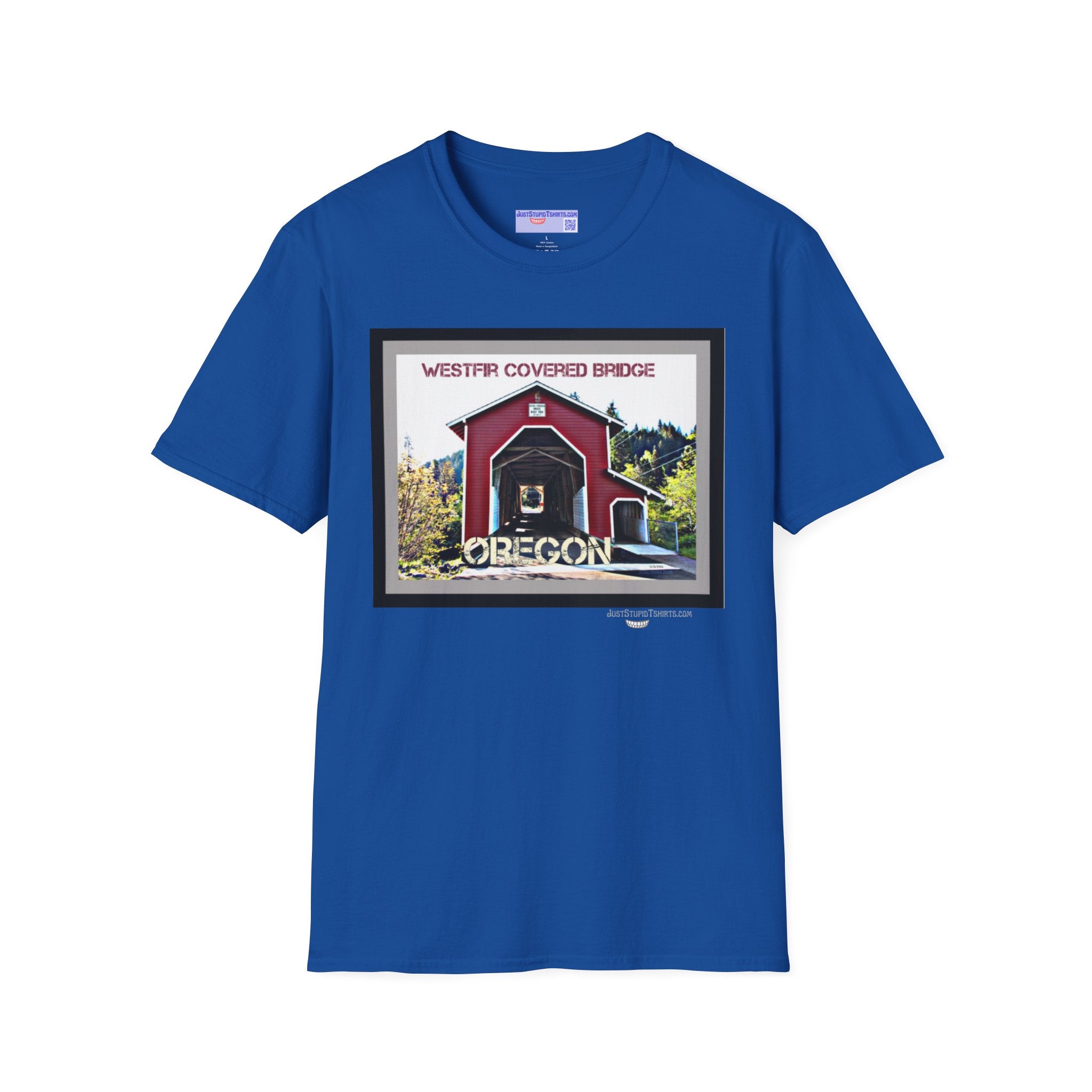 Westfir Covered Bridge Oregon T‑Shirt — Scenic Vintage Bridge Graphic Tee- Office Covered Bridge- Westfir, Oregon