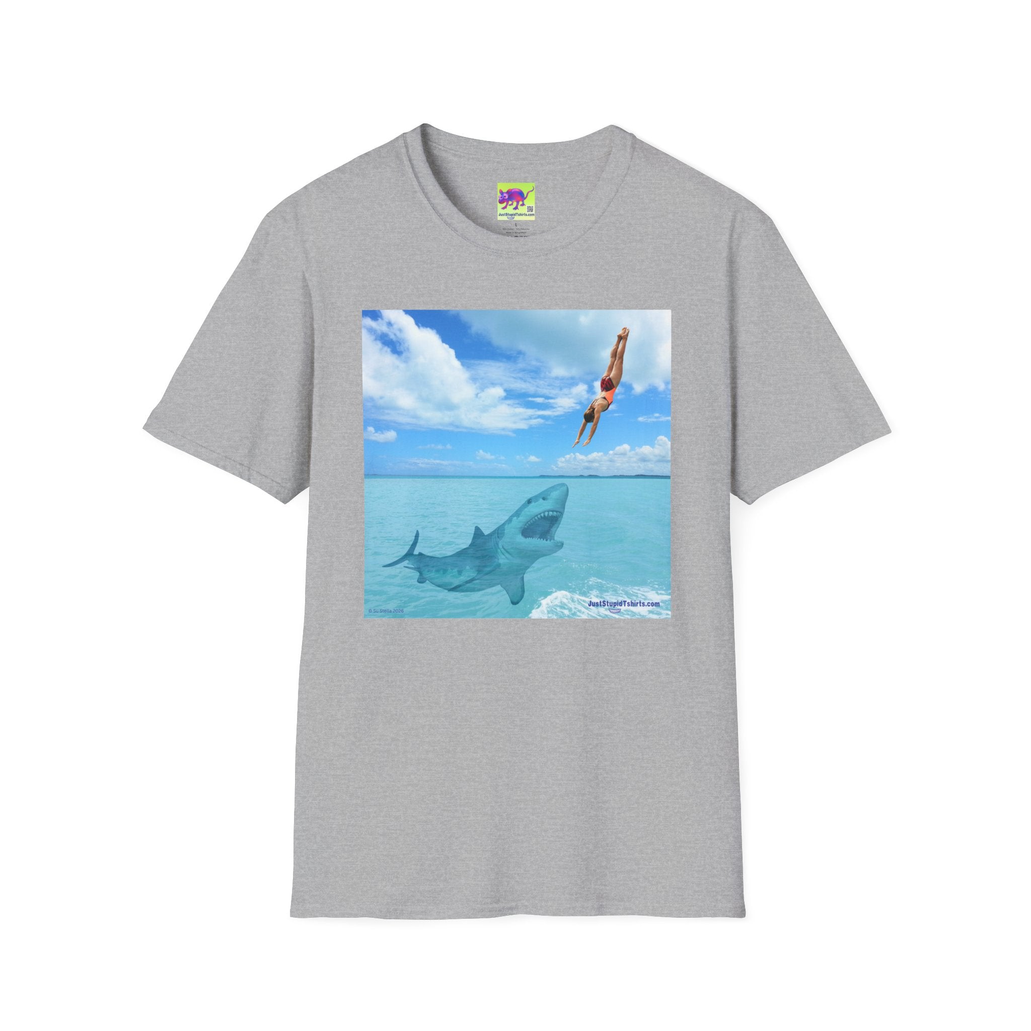Take a Dive- Diver & Shark Graphic T-Shirt — Ocean Beach Surf Dive Tee