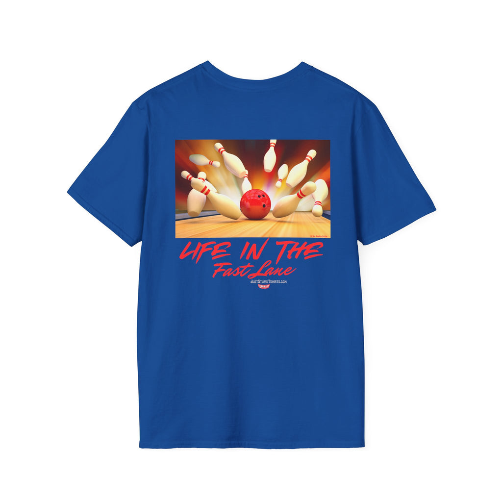'Life in the Fast Lane' Bowling Graphic Tee- 2 sided Bowling Shirt- League Night shirt