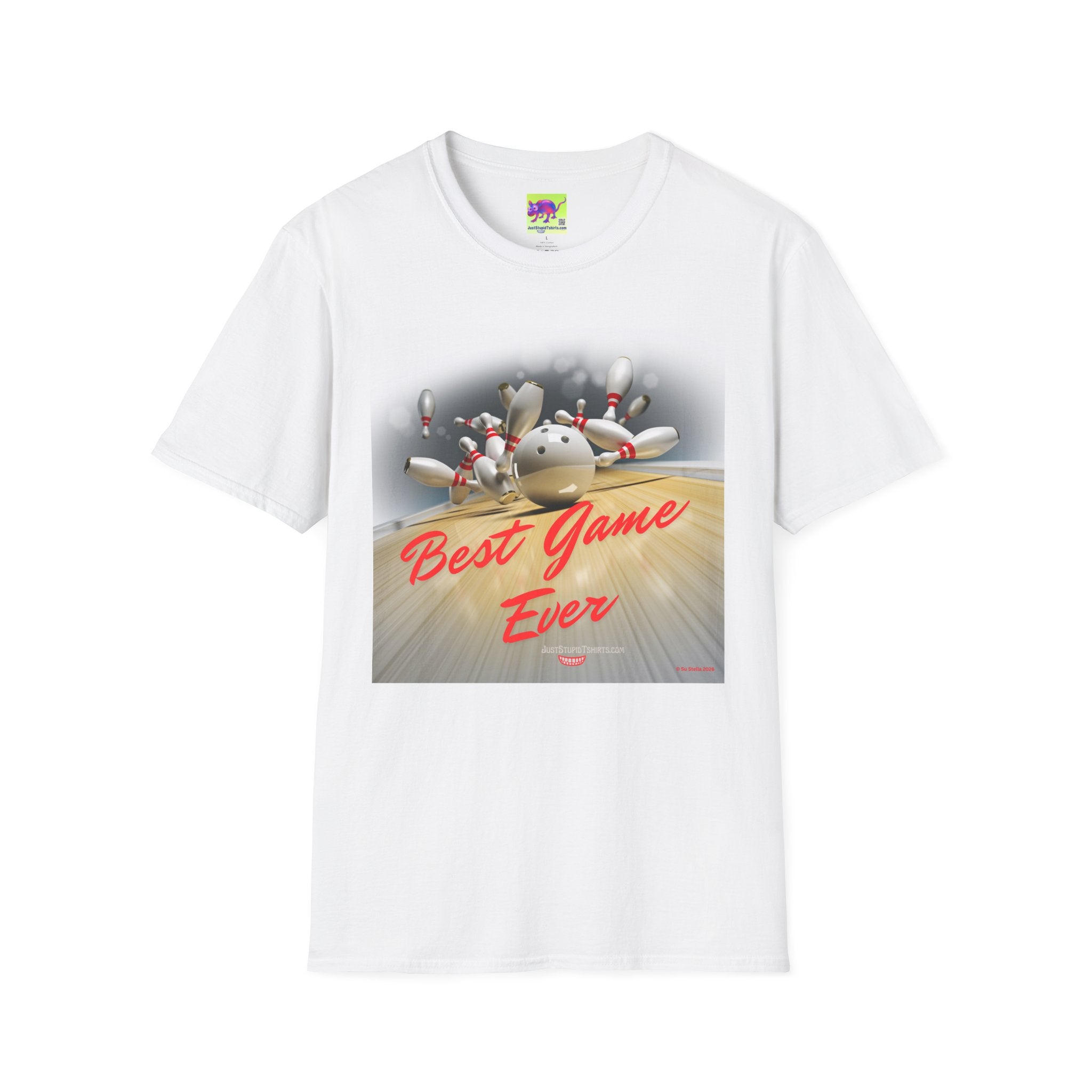 Bowling T-Shirt —"Best Game Ever" Retro Pinfall Graphic Tee- Front side
