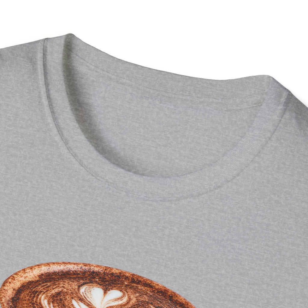 'Serve With a Juicy Piece of Gossip' Coffee Cup T‑Shirt — Funny Coffee Lover Tee