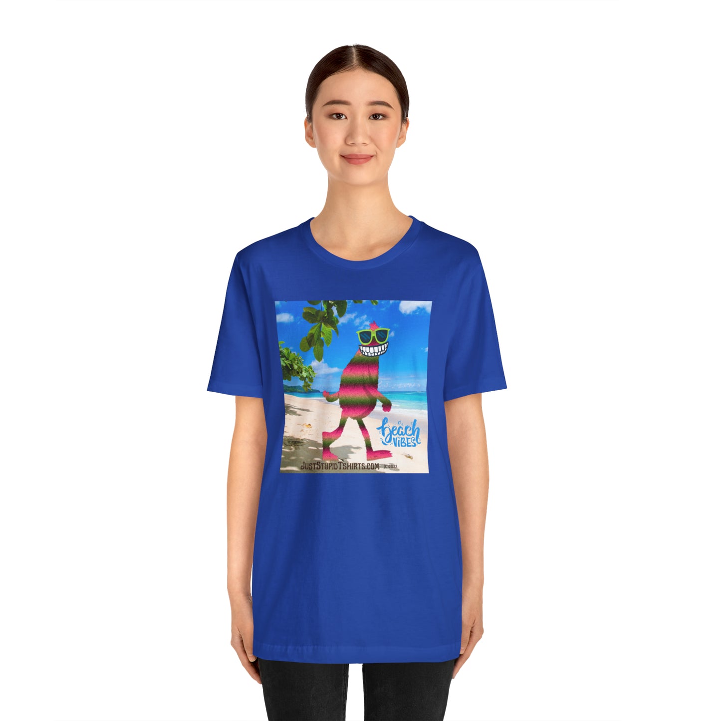 Beach Vibes Squatch Unisex Jersey Short Sleeve Tee- Big Foot Gifts, Yeti Tshirt,