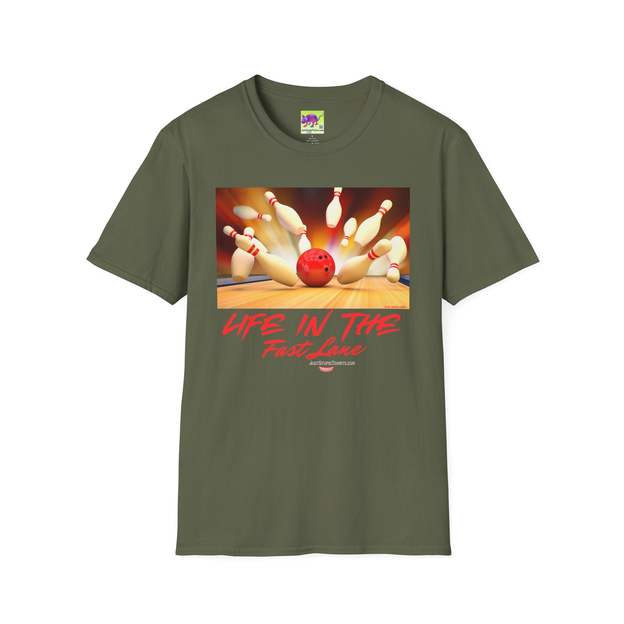 "Life in the Fast Lane" Casual Tee for Bowlers - Bowling Strike Graphic T-Shirt — Bowling Team Shirts