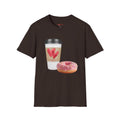 Coffee & Donut Lover T-Shirt — Cute Breakfast Graphic Tee- To Go Coffee and a Pink Donut is Love