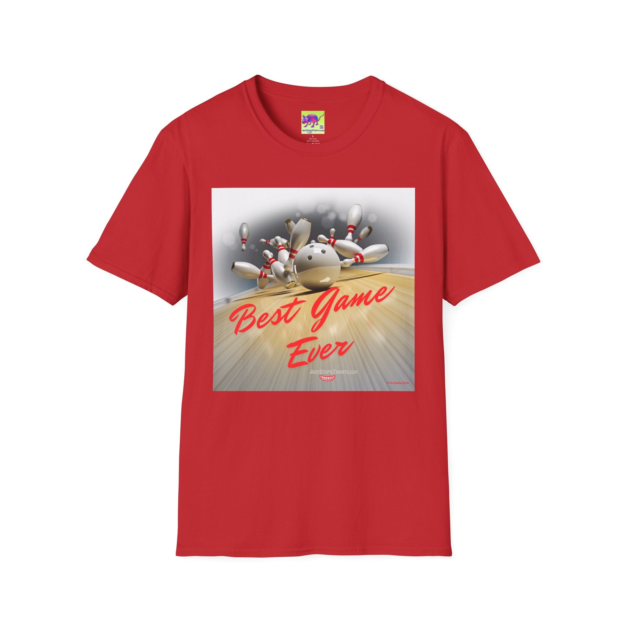 Bowling T-Shirt —"Best Game Ever" Retro Pinfall Graphic Tee- Front side