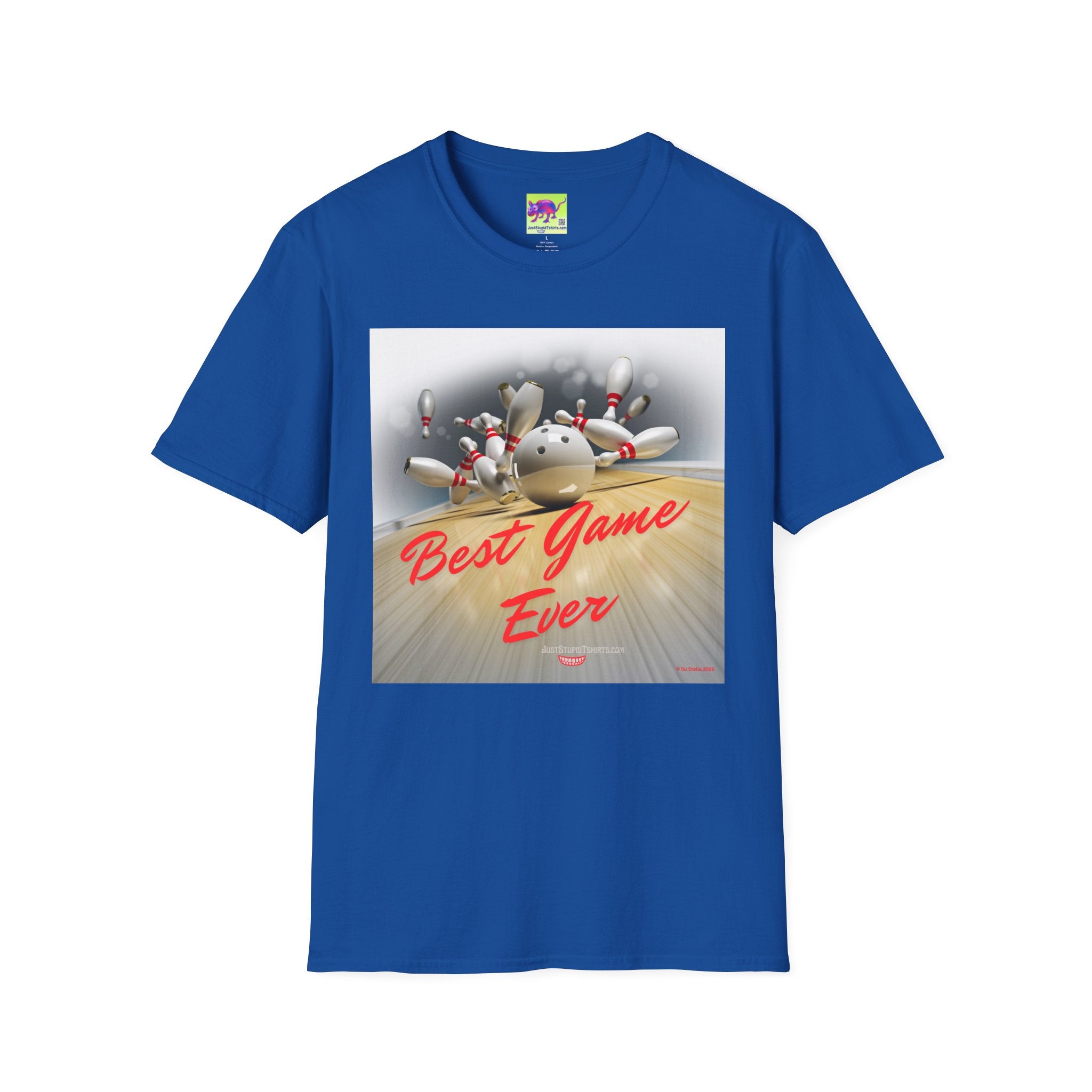 Bowling T-Shirt —"Best Game Ever" Retro Pinfall Graphic Tee- Front side