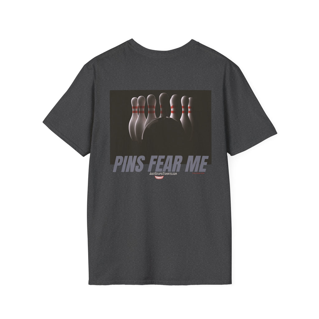 Pins Fear Me T-Shirt — 2 sided Bowling Horror Graphic Tee- League Shirt- Bowlers Gift