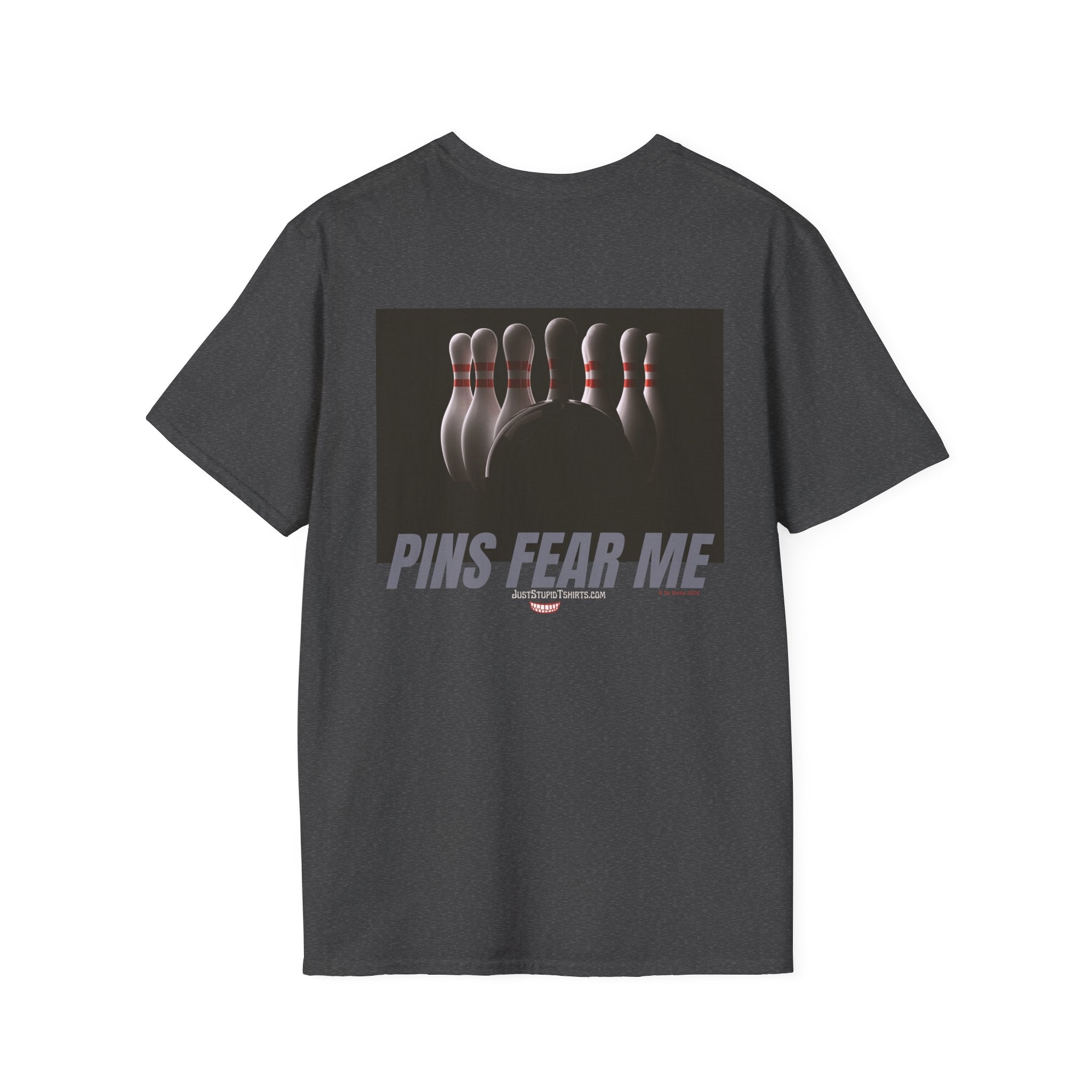 Pins Fear Me T-Shirt — 2 sided Bowling Horror Graphic Tee- League Shirt- Bowlers Gift