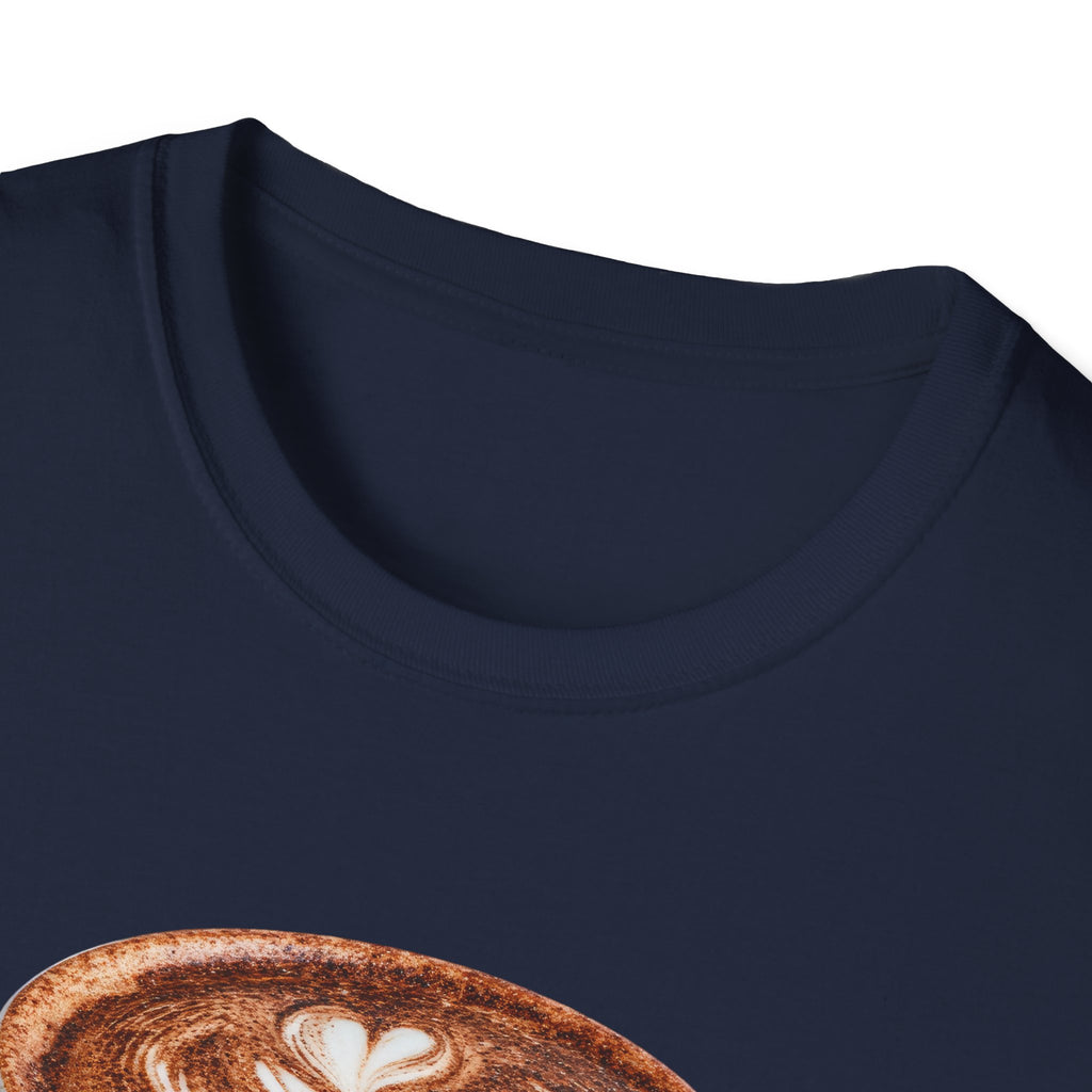 'Serve With a Juicy Piece of Gossip' Coffee Cup T‑Shirt — Funny Coffee Lover Tee