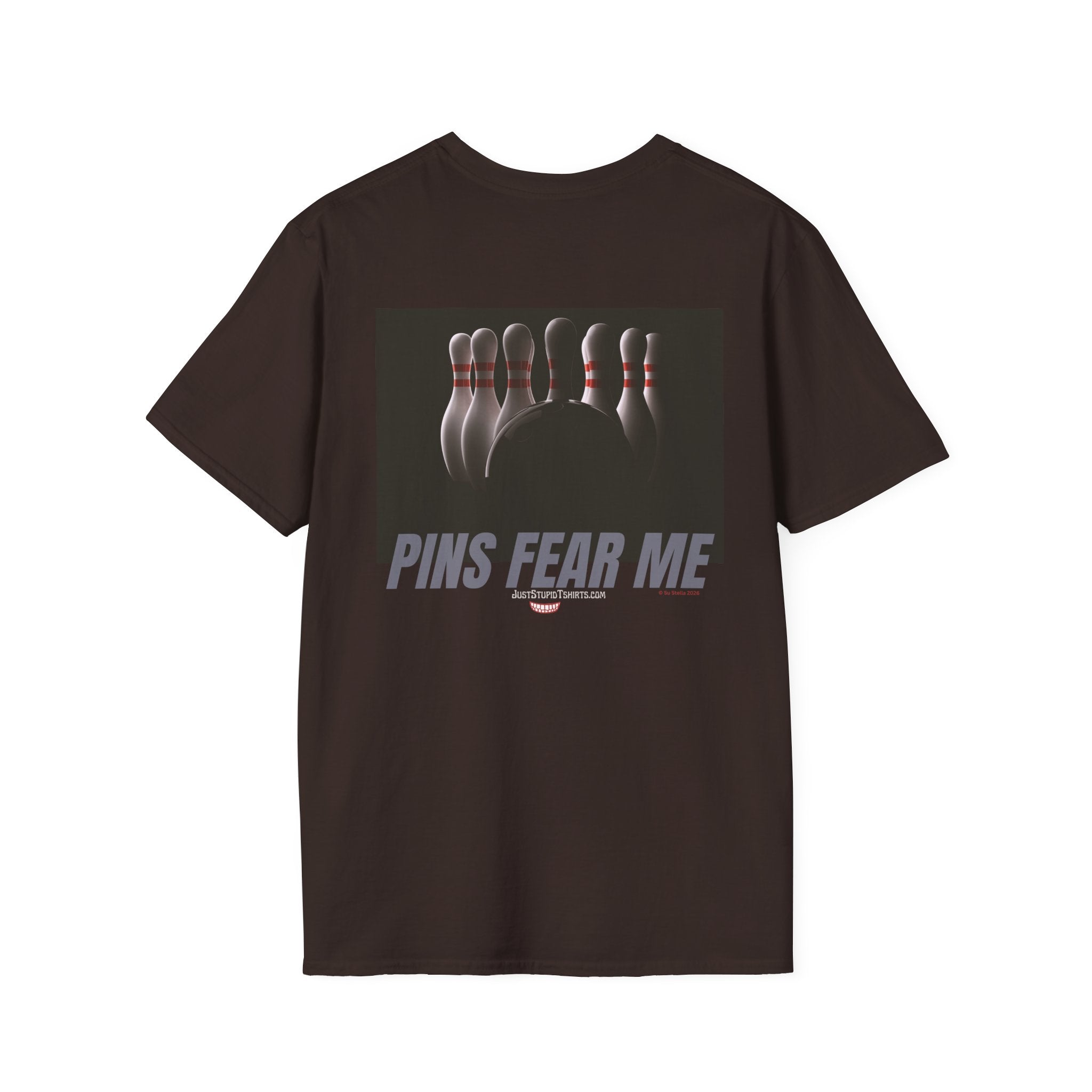 Pins Fear Me T-Shirt — 2 sided Bowling Horror Graphic Tee- League Shirt- Bowlers Gift
