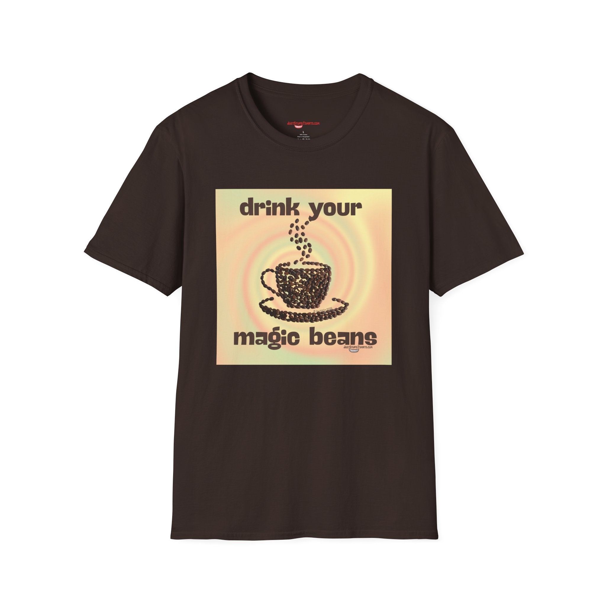"Drink Your Magic Beans" Retro Coffee Cup T-Shirt —