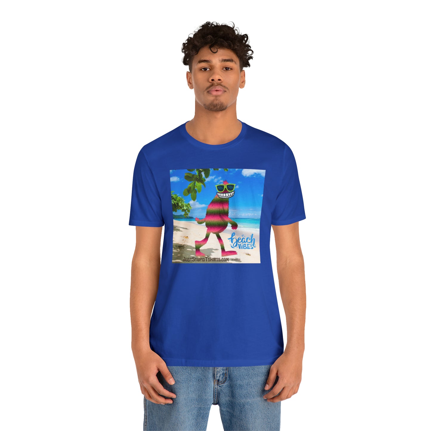 Beach Vibes Squatch Unisex Jersey Short Sleeve Tee- Big Foot Gifts, Yeti Tshirt,