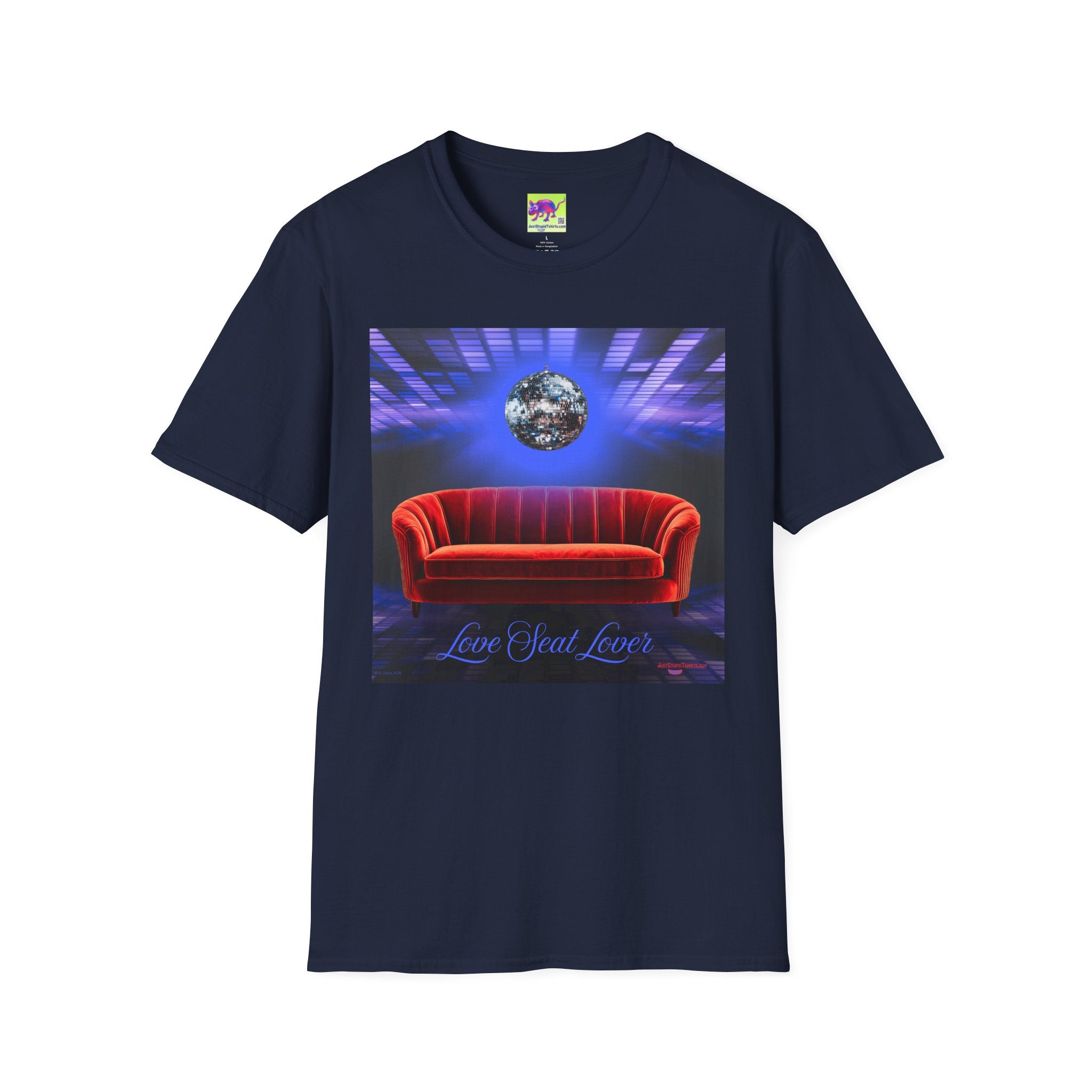 'Love Seat Lover'  ~Retro Disco Sofa T-Shirt — Sexy Red Velvet Love Seat  Graphic Tee- Feel the love