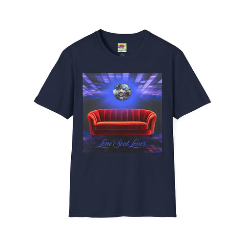 'Love Seat Lover'  ~Retro Disco Sofa T-Shirt — Sexy Red Velvet Love Seat  Graphic Tee- Feel the love