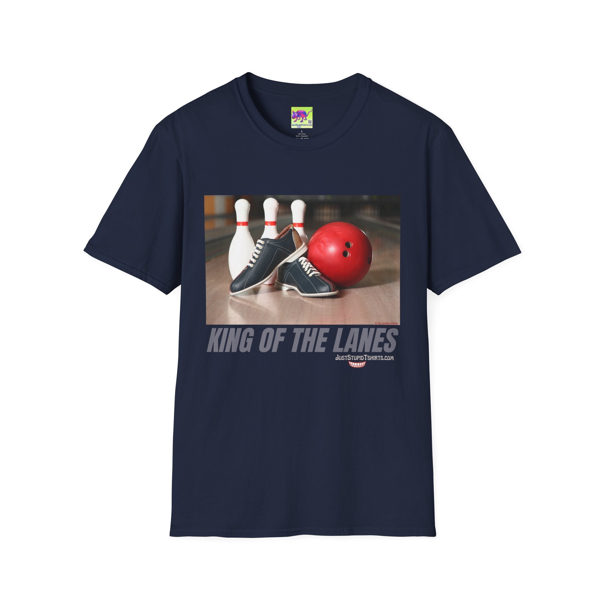 King of the Lanes-  Retro Bowling Ball & Pins Tee- Bowling T-Shirt - League Night Bowlers Shirt