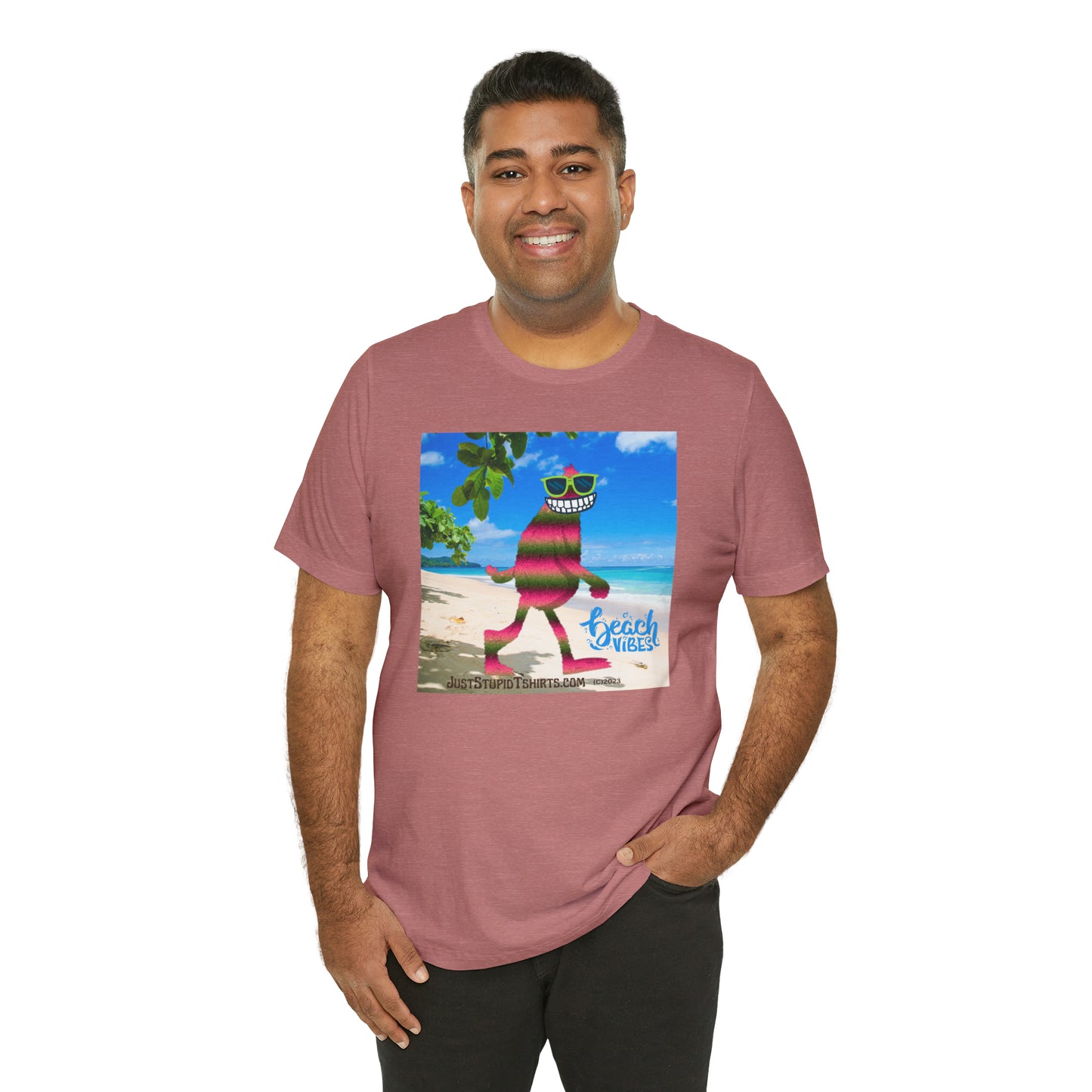 Beach Vibes Squatch Unisex Jersey Short Sleeve Tee- Big Foot Gifts, Yeti Tshirt,