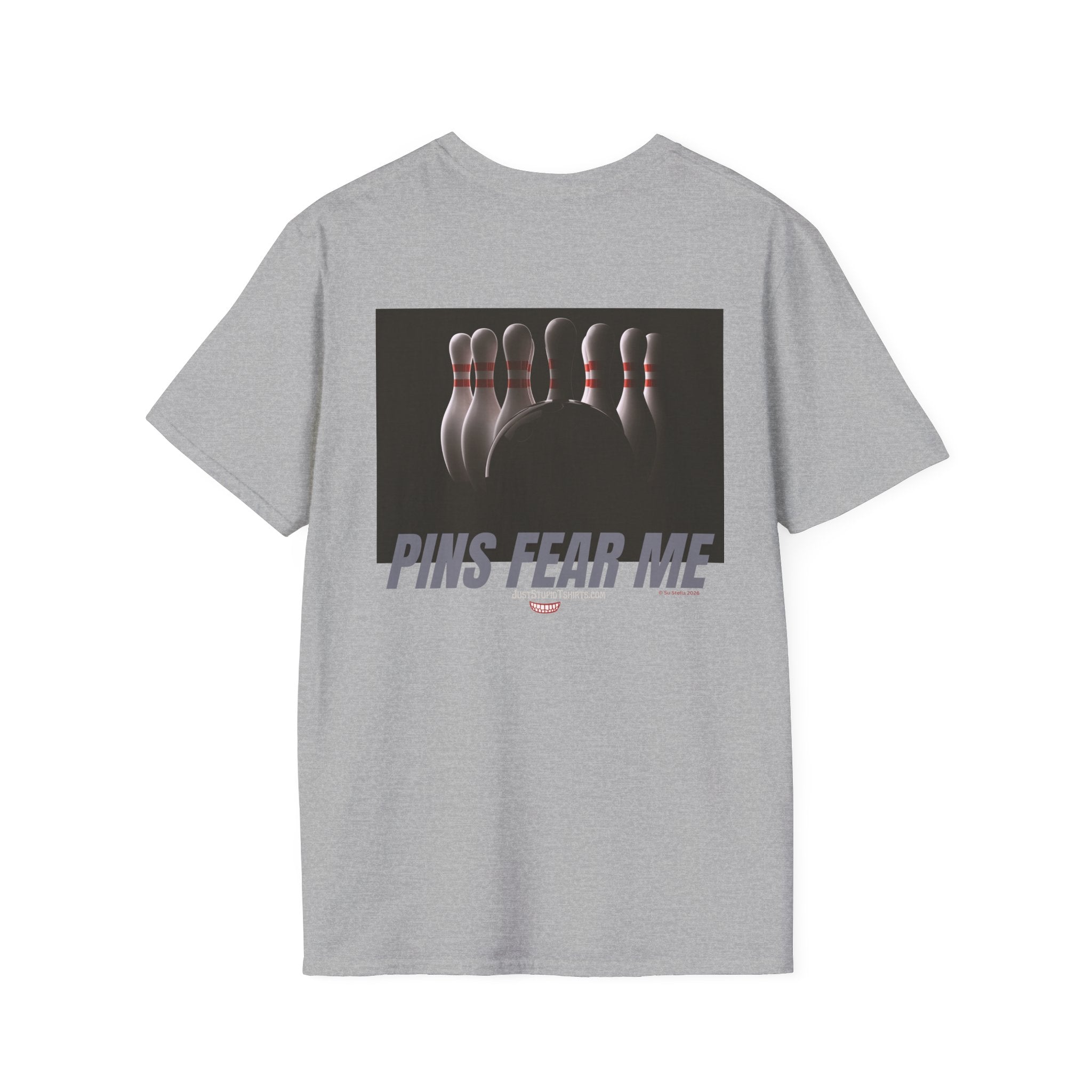 Pins Fear Me T-Shirt — 2 sided Bowling Horror Graphic Tee- League Shirt- Bowlers Gift