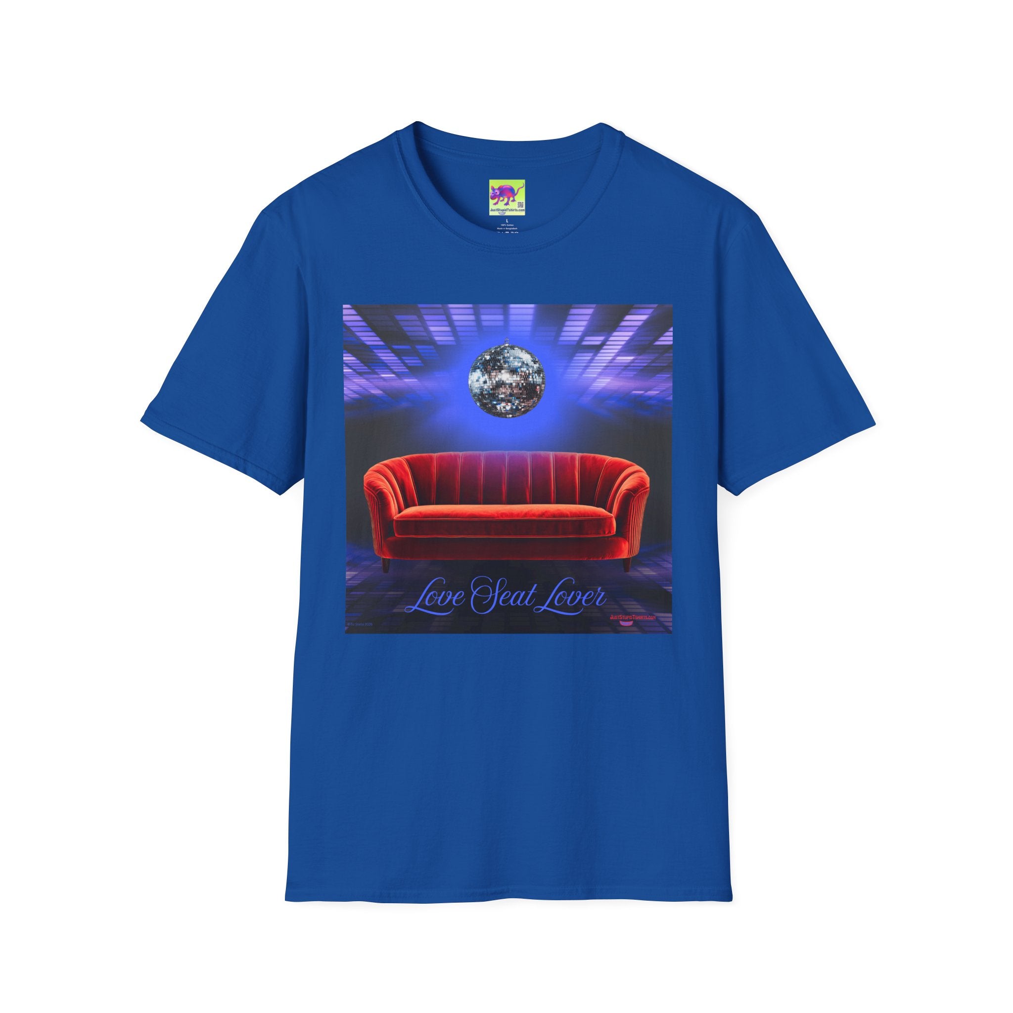 'Love Seat Lover'  ~Retro Disco Sofa T-Shirt — Sexy Red Velvet Love Seat  Graphic Tee- Feel the love