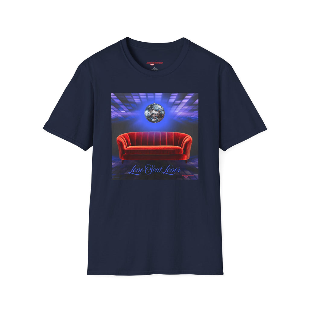 'Love Seat Lover'  ~Retro Disco Sofa T-Shirt — Sexy Red Velvet Love Seat  Graphic Tee- Feel the love