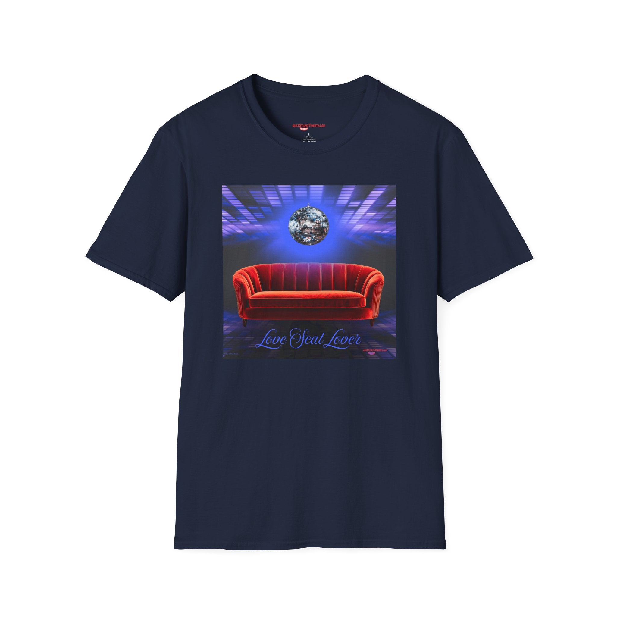 'Love Seat Lover'  ~Retro Disco Sofa T-Shirt — Sexy Red Velvet Love Seat  Graphic Tee- Feel the love