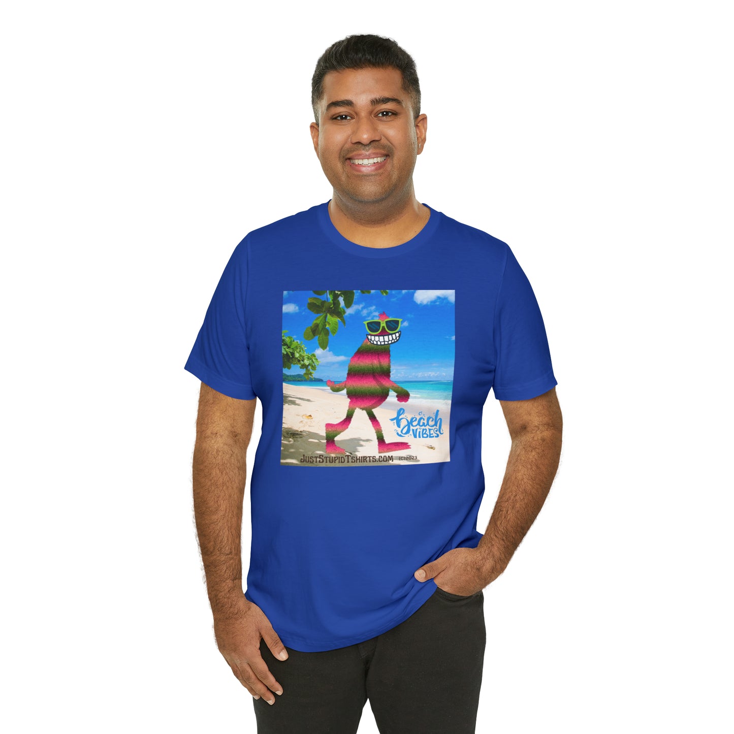 Beach Vibes Squatch Unisex Jersey Short Sleeve Tee- Big Foot Gifts, Yeti Tshirt,