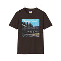 Greenwaters Park, Oakridge, Oregon -Lino cut style Unisex Soft style T-Shirt
