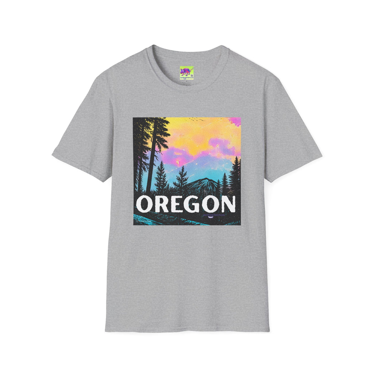 Oregon Sunset Mountain T-Shirt — Colorful Pine Forest Graphic Tee- Cascade Lakes Scenic Byway, Oregon
