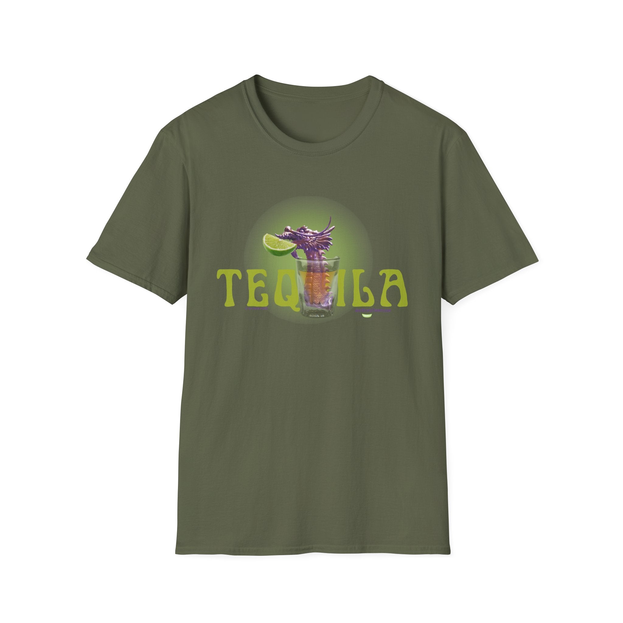 Tequila Dragon T-Shirt — Lime Shot Graphic Tee- Tequila Worm - Lime- Salt- Tequila- O My!