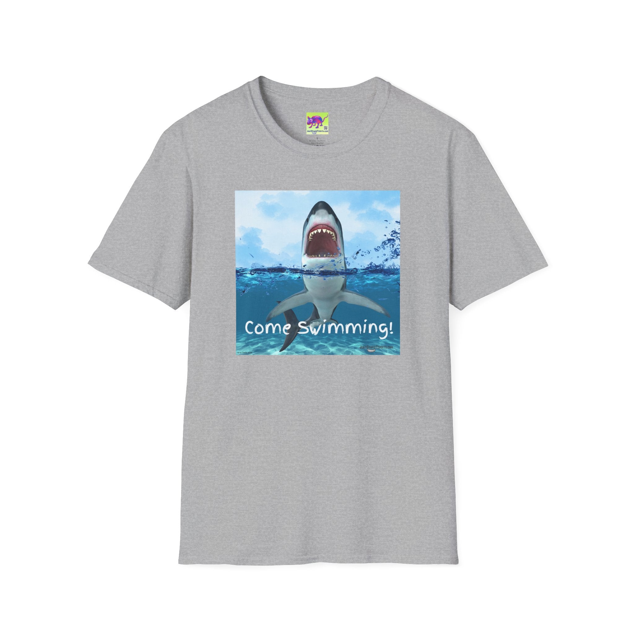 Shark Graphic T-Shirt — 'Come Swimming' Ocean Shark Tee