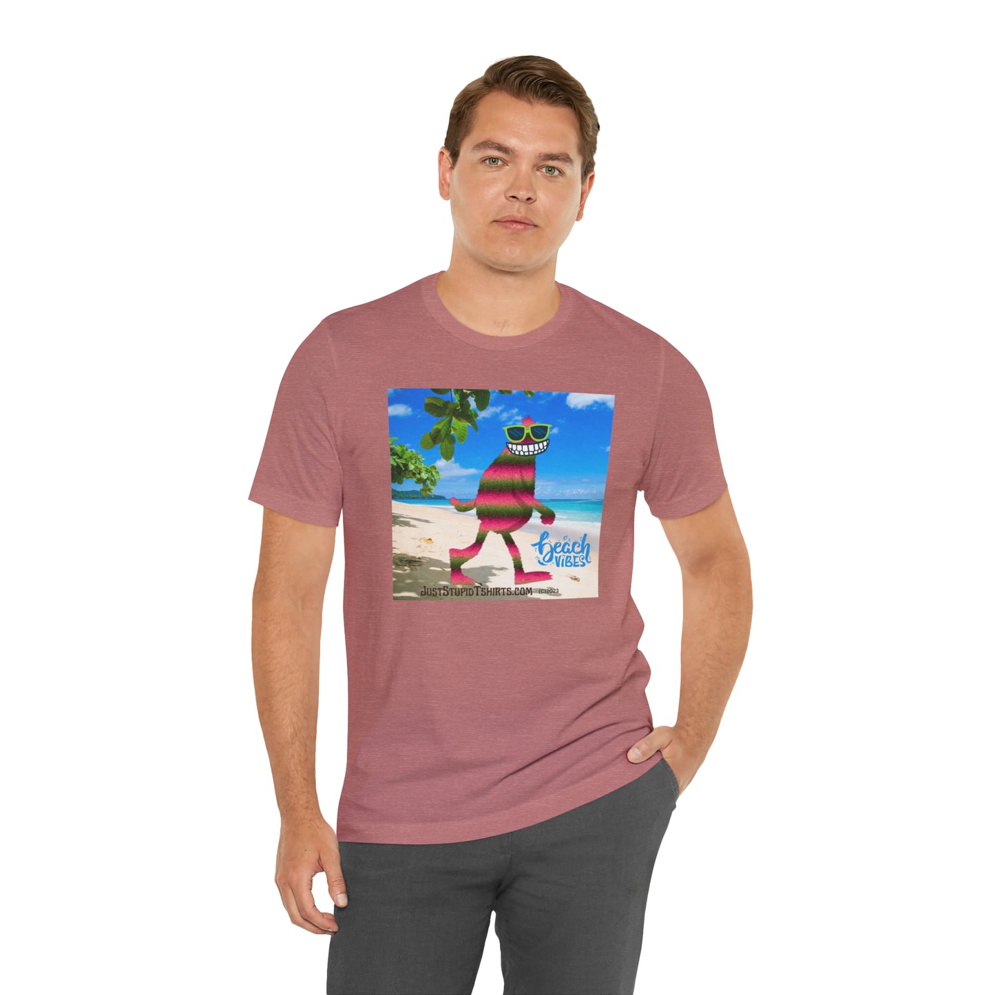 Beach Vibes Squatch Unisex Jersey Short Sleeve Tee- Big Foot Gifts, Yeti Tshirt,