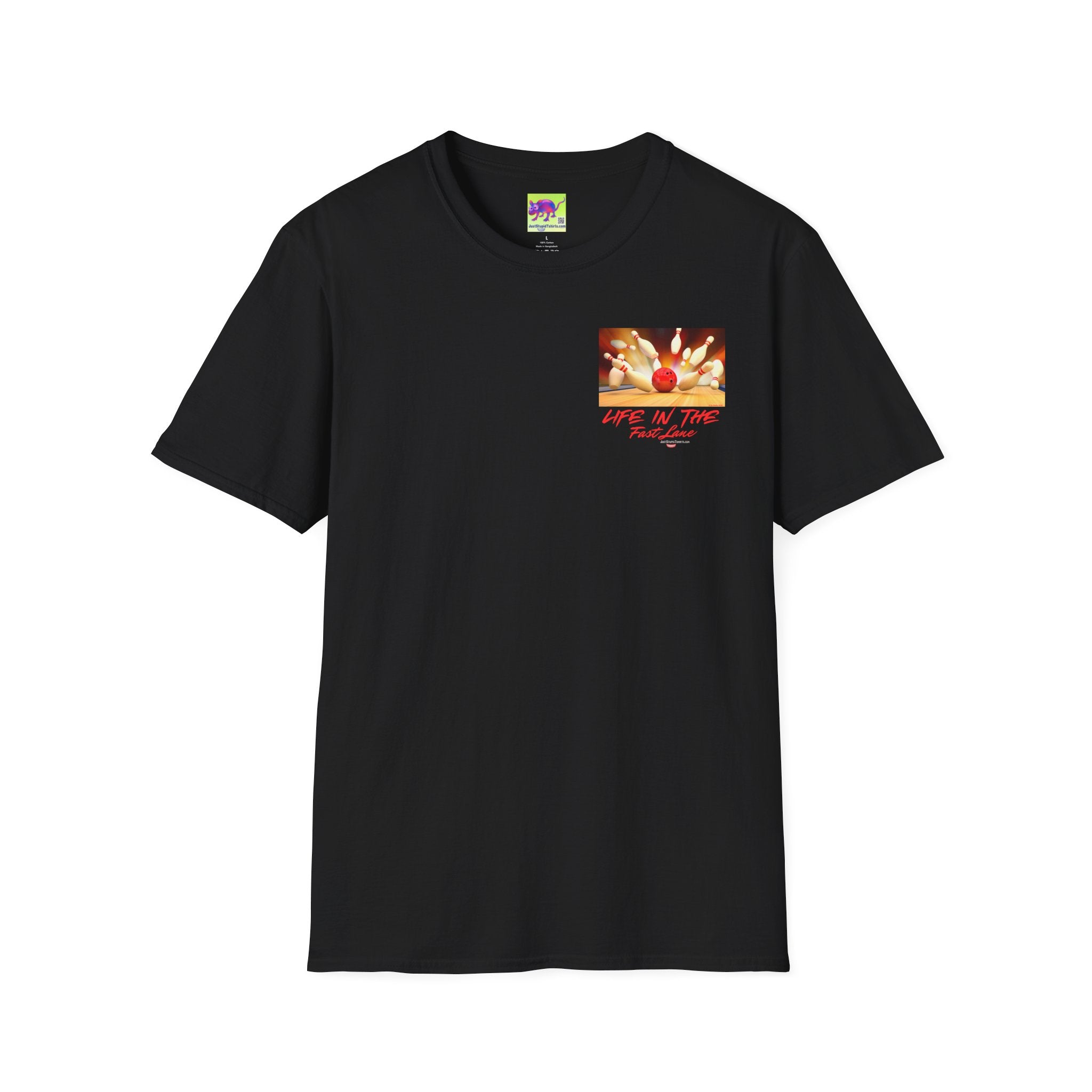 'Life in the Fast Lane' Bowling Graphic Tee- 2 sided Bowling Shirt- League Night shirt