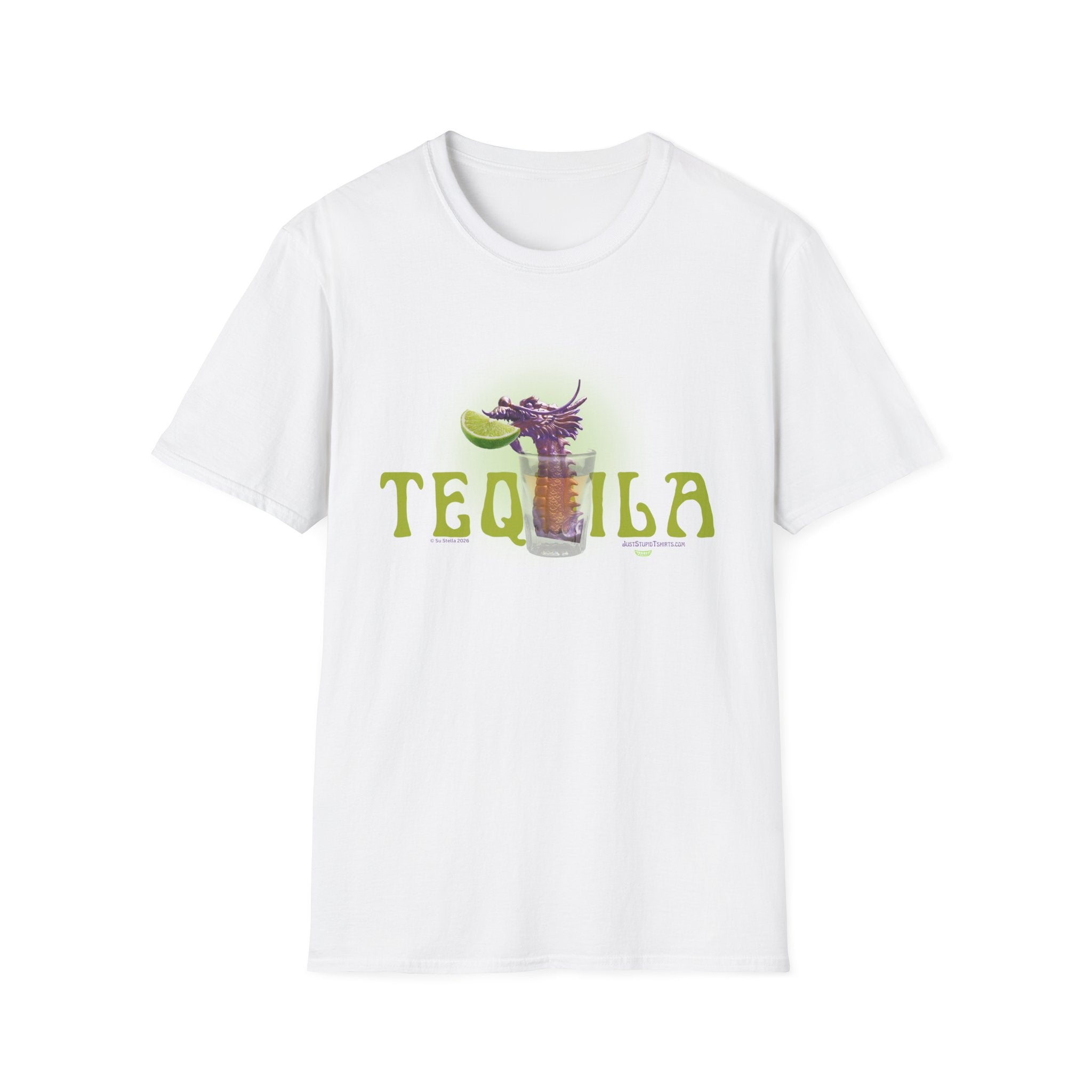 Tequila Dragon T-Shirt — Lime Shot Graphic Tee- Tequila Worm - Lime- Salt- Tequila- O My!