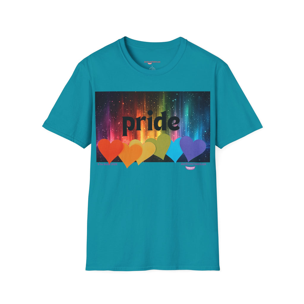 Pride Rainbow Hearts T‑Shirt — Colorful Pride Graphic Tee- LGBTQ shirt, pride month shirt