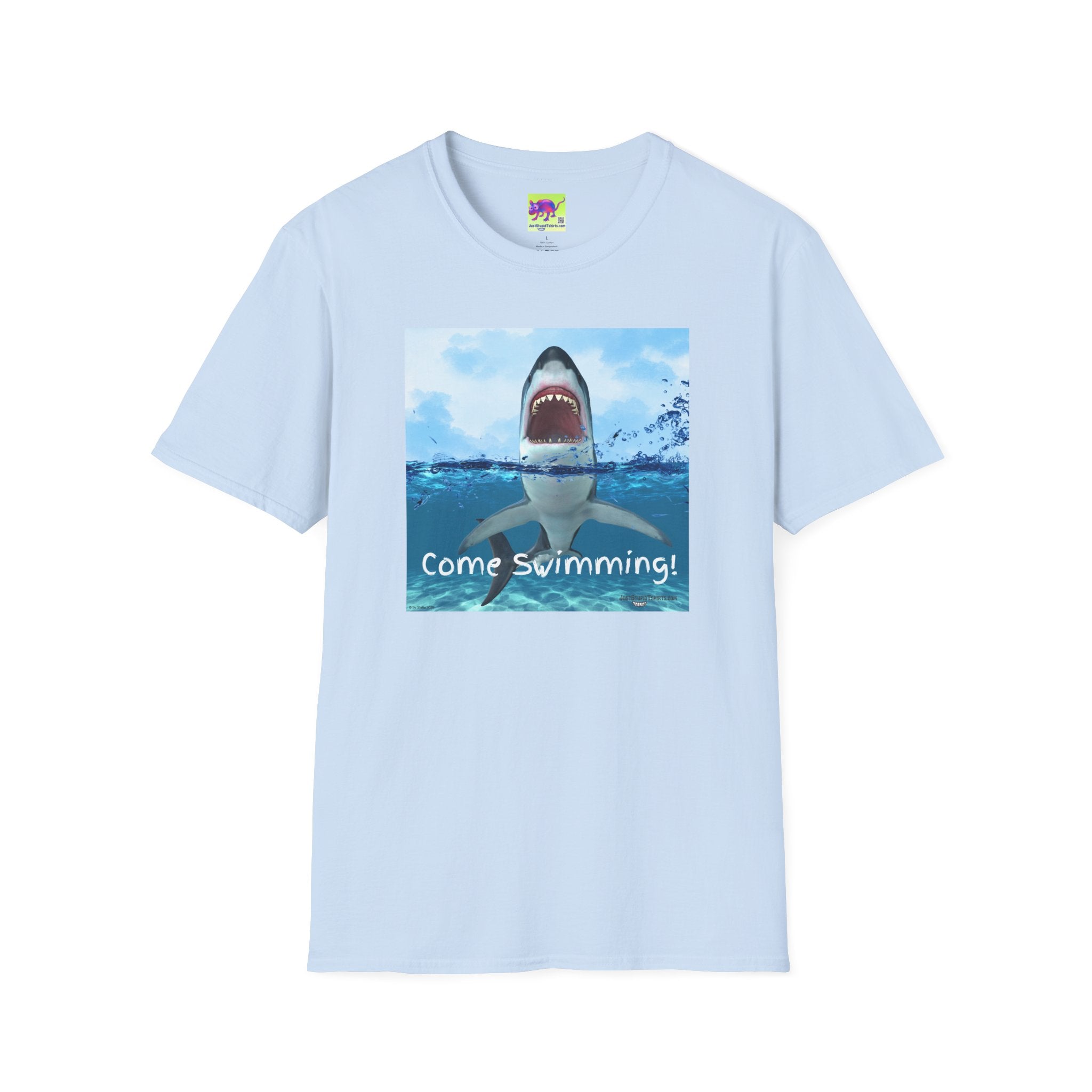 Shark Graphic T-Shirt — 'Come Swimming' Ocean Shark Tee