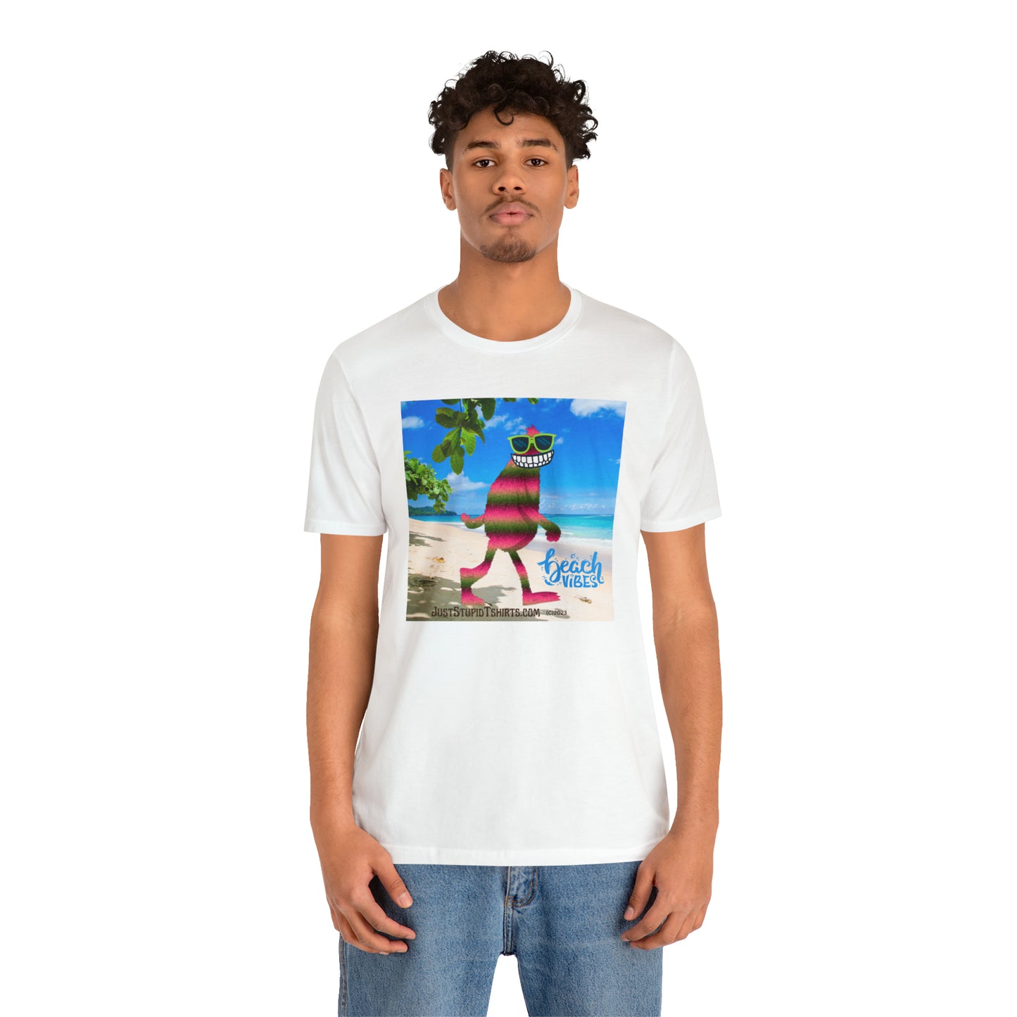 Beach Vibes Squatch Unisex Jersey Short Sleeve Tee- Big Foot Gifts, Yeti Tshirt,