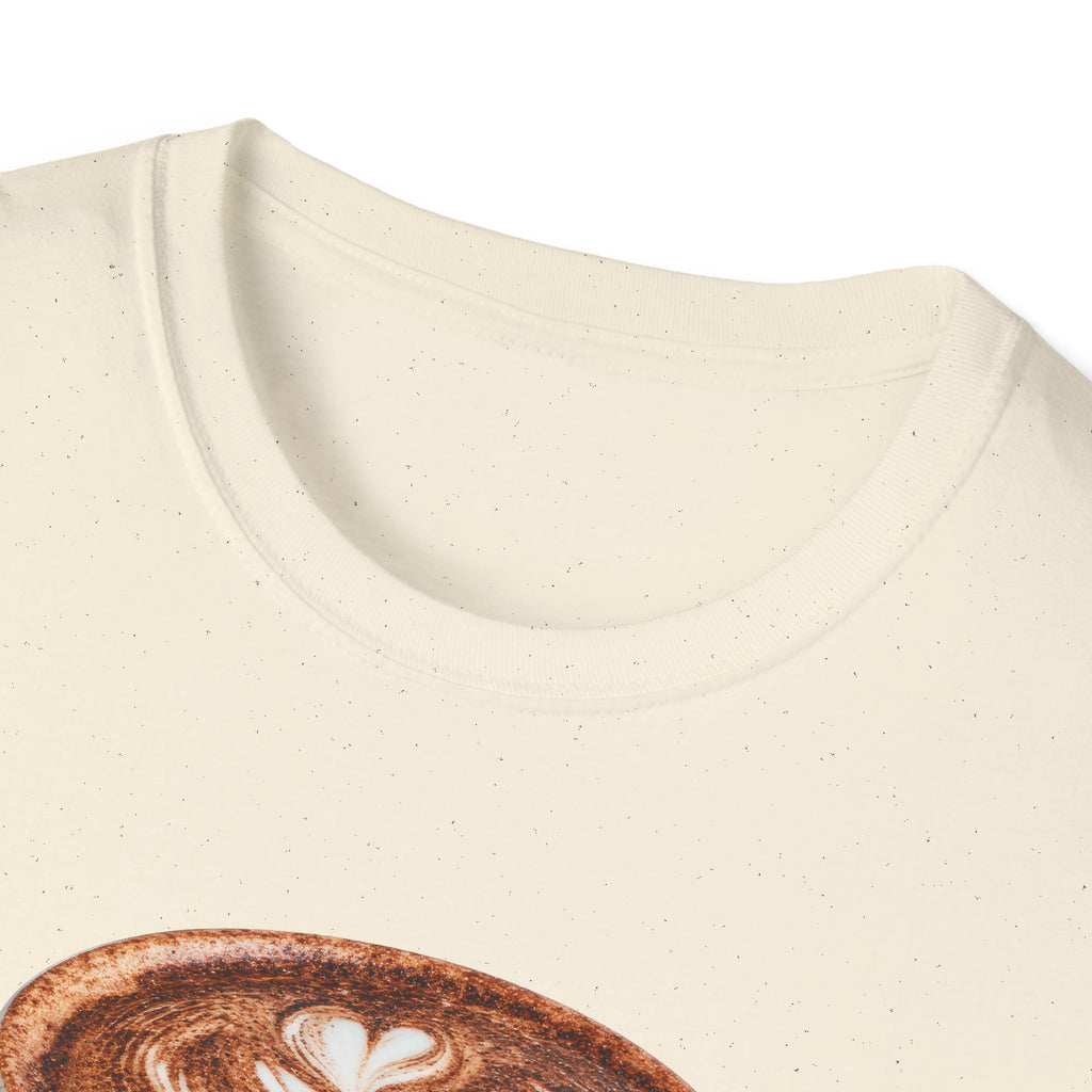 'Serve With a Juicy Piece of Gossip' Coffee Cup T‑Shirt — Funny Coffee Lover Tee