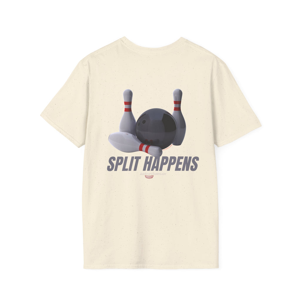 Split Happens Bowling T-Shirt —2 sided - Funny Bowling Shirt- bowling gear