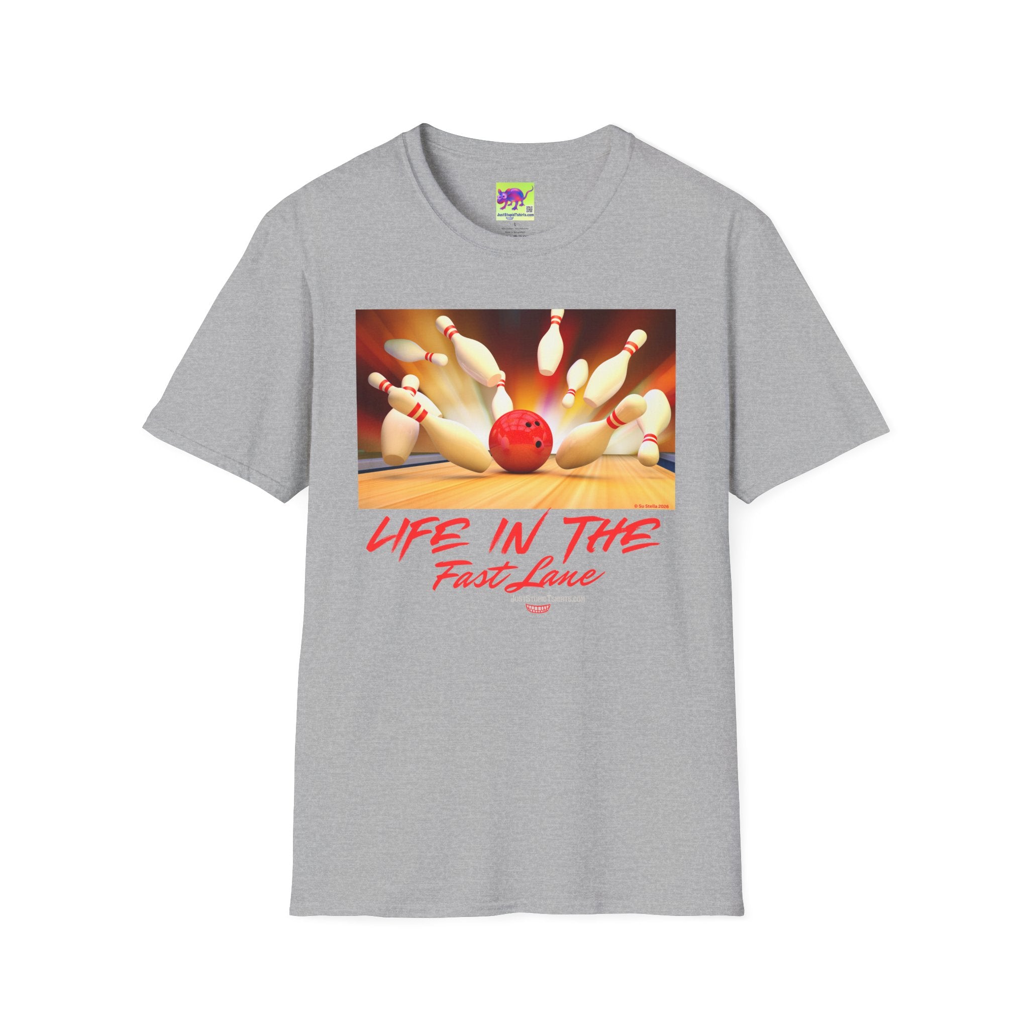 "Life in the Fast Lane" Casual Tee for Bowlers - Bowling Strike Graphic T-Shirt — Bowling Team Shirts