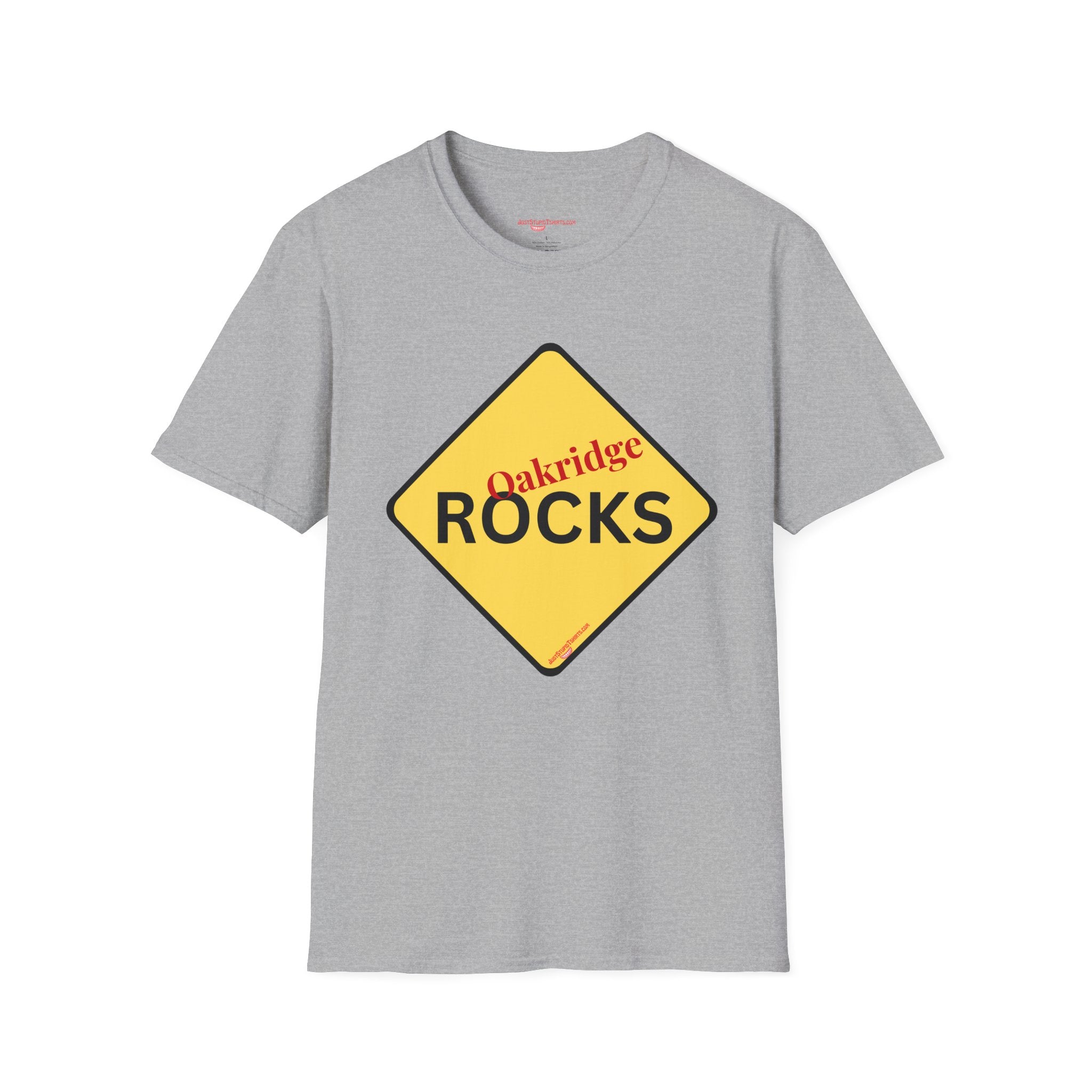 Oakridge Rocks T-Shirt — Yellow Road Sign Graphic Tee
