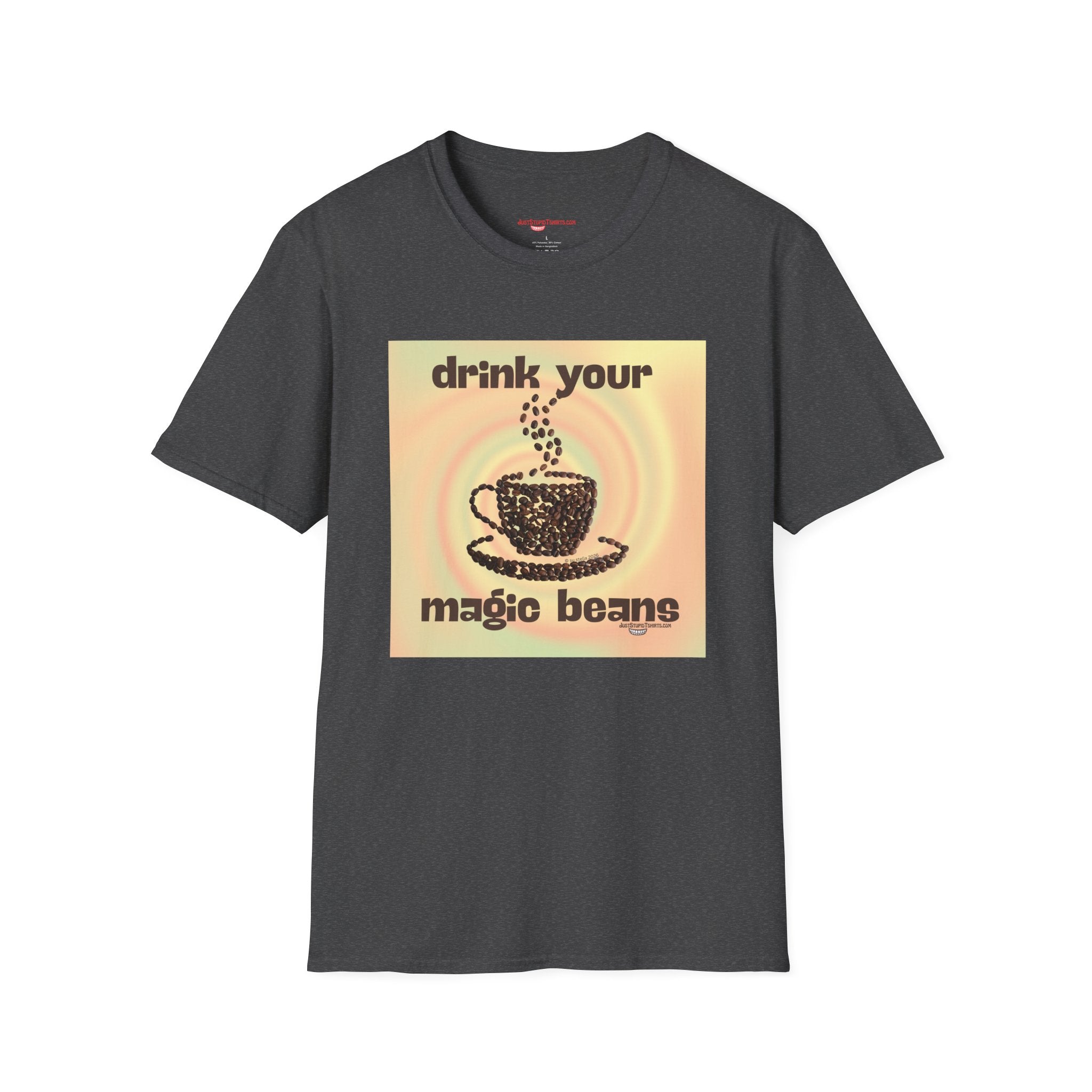 "Drink Your Magic Beans" Retro Coffee Cup T-Shirt —